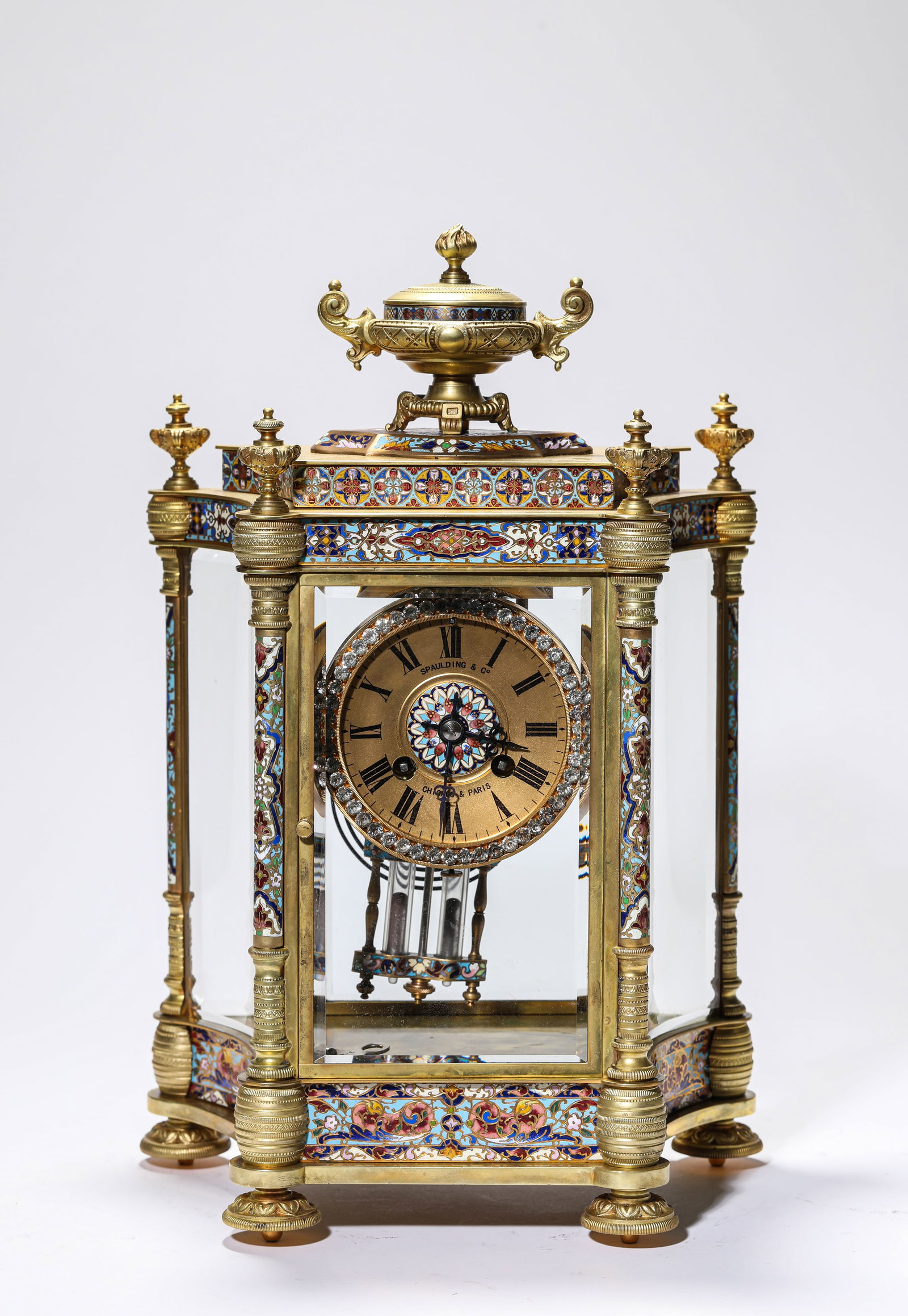 A Gilt-Bronze Cloisonne Enamel Mantel Clock (1 of 6)