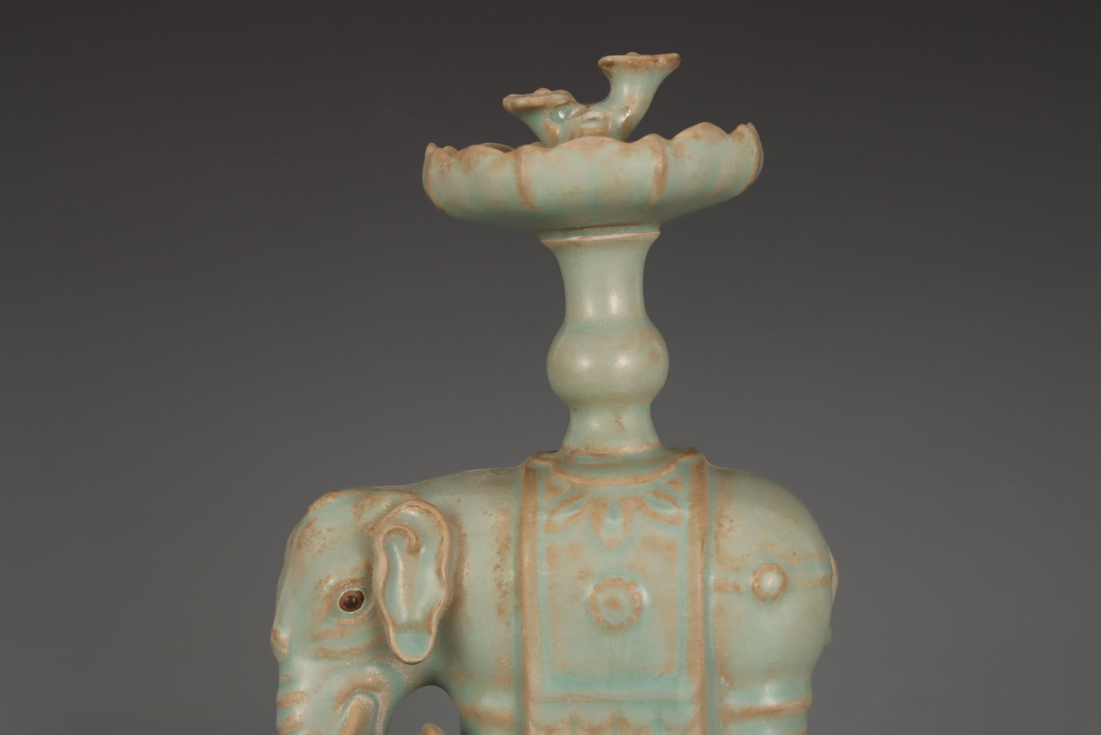 A Ru Ware Celadon Candleholder - 3