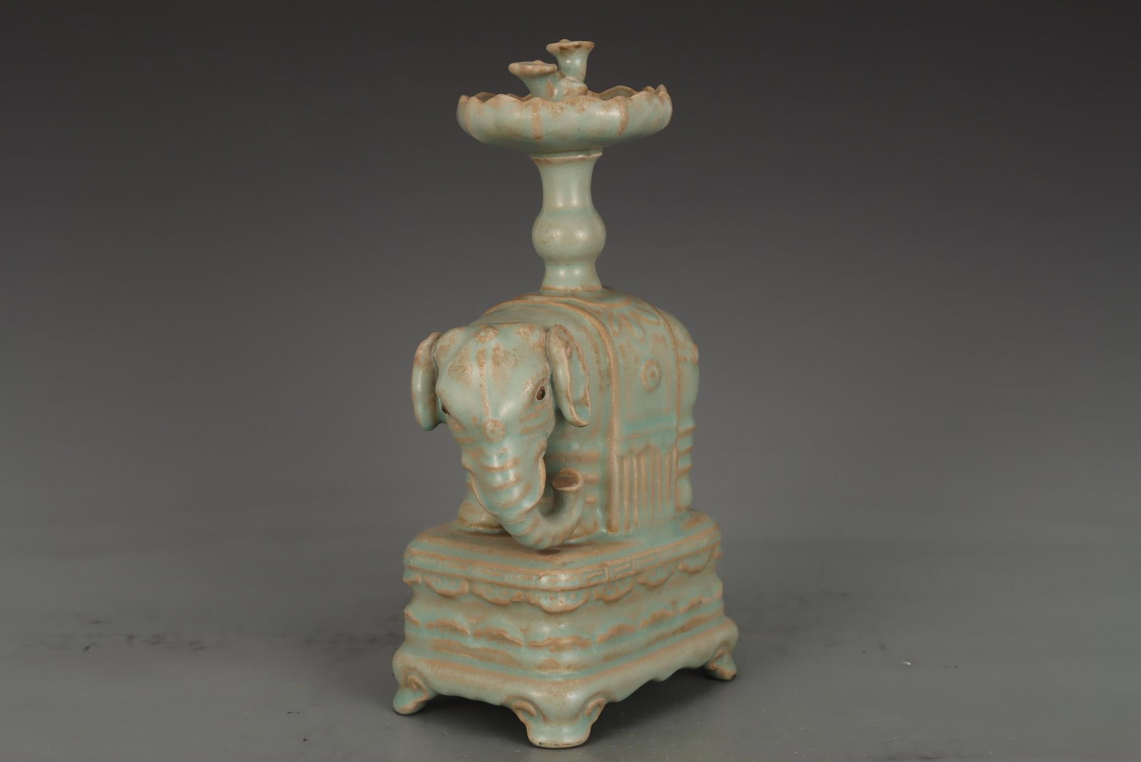 A Ru Ware Celadon Candleholder - 5