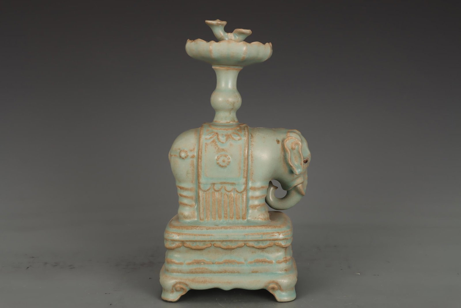 A Ru Ware Celadon Candleholder - 6