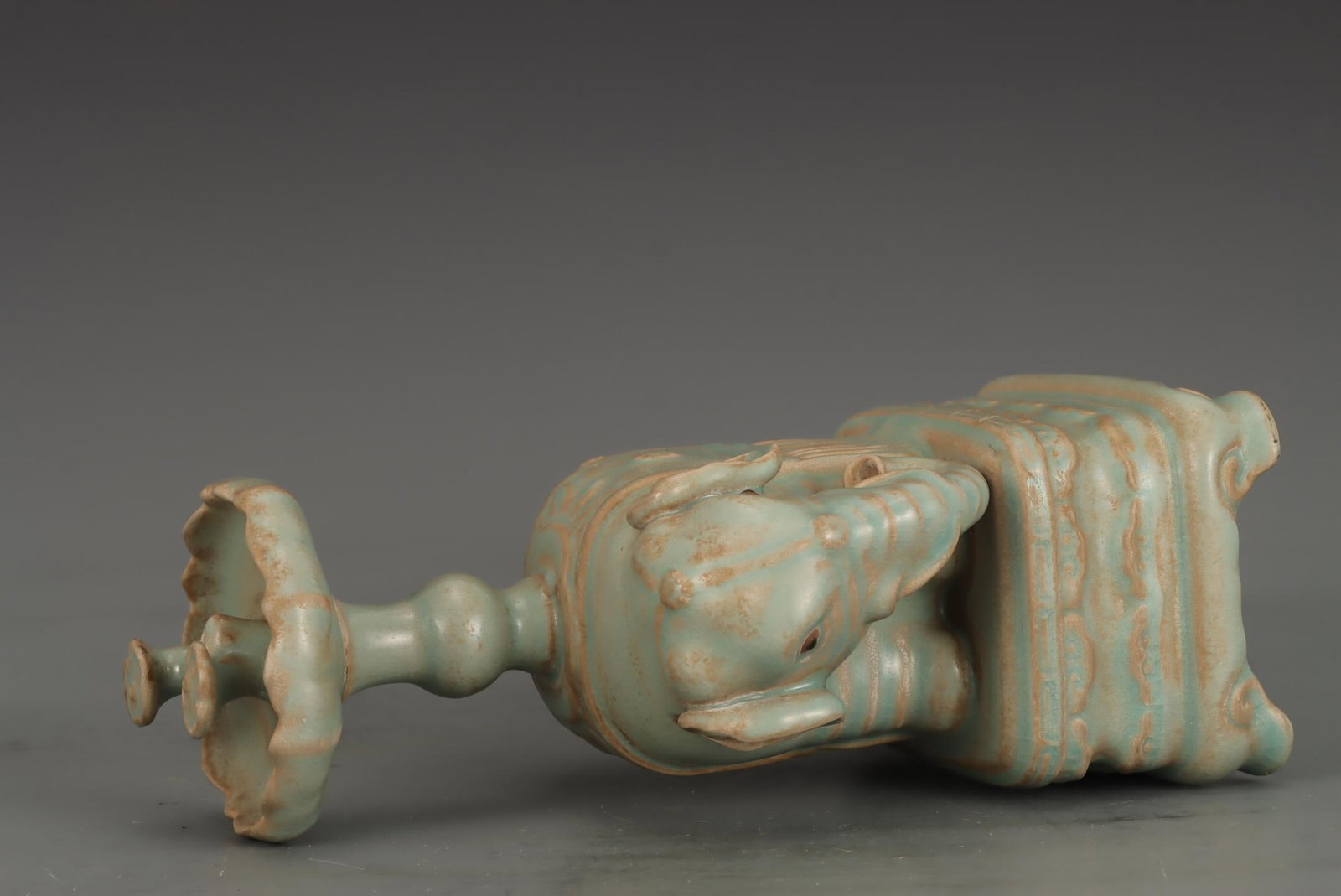 A Ru Ware Celadon Candleholder - 7
