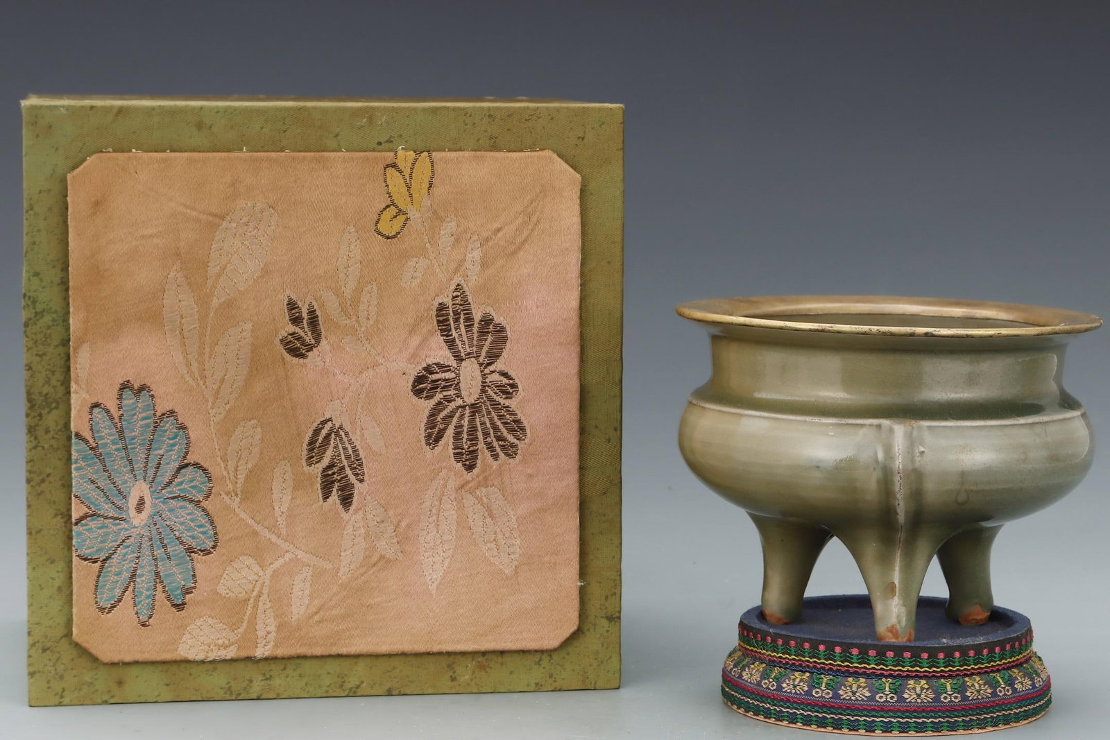 A Longquan Celadon Li-Style Censer With Gilt Mount (1 of 9)