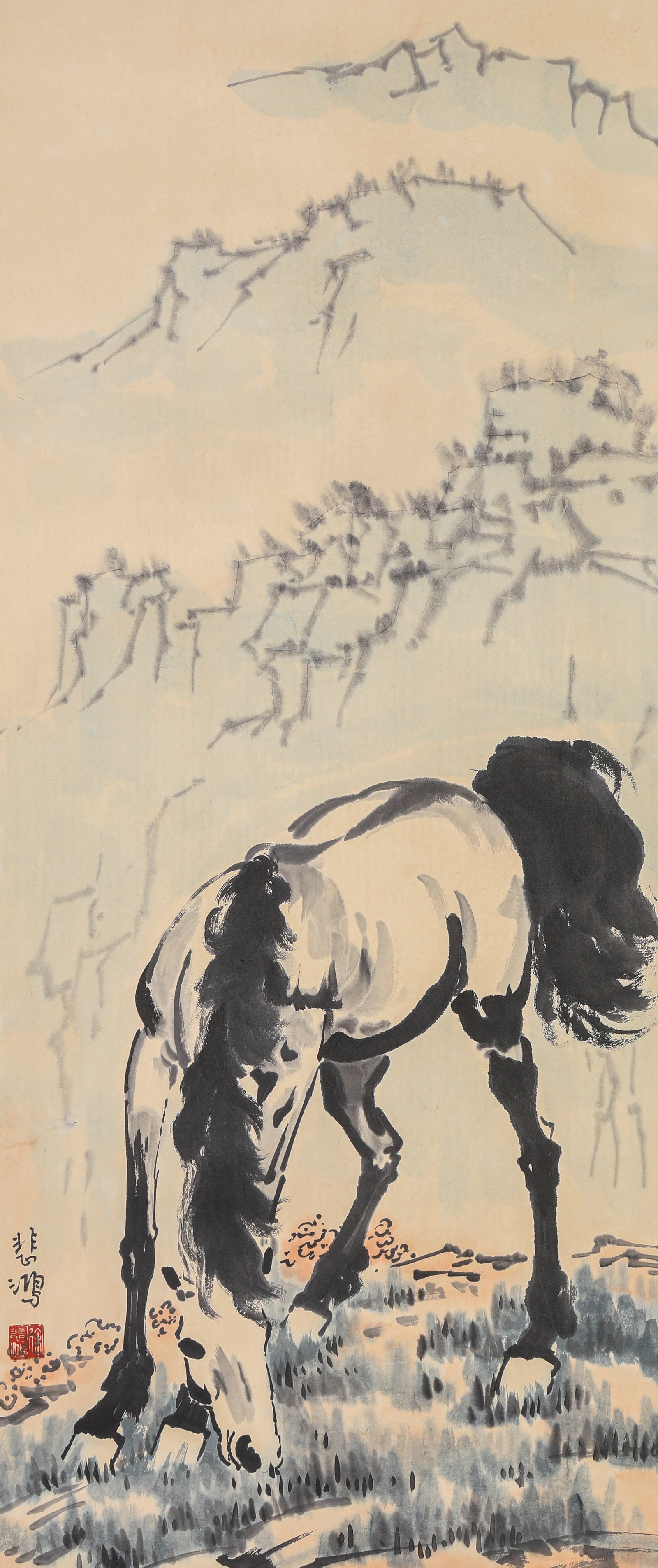 Xu Beihong (1895-1953), attributed to, Galloping Horse: Xu Beihong (1895-1953), attributed to, Galloping Horse. Dimensions: Width: 15.75" x Height: 37.40". All measurements are approximate.