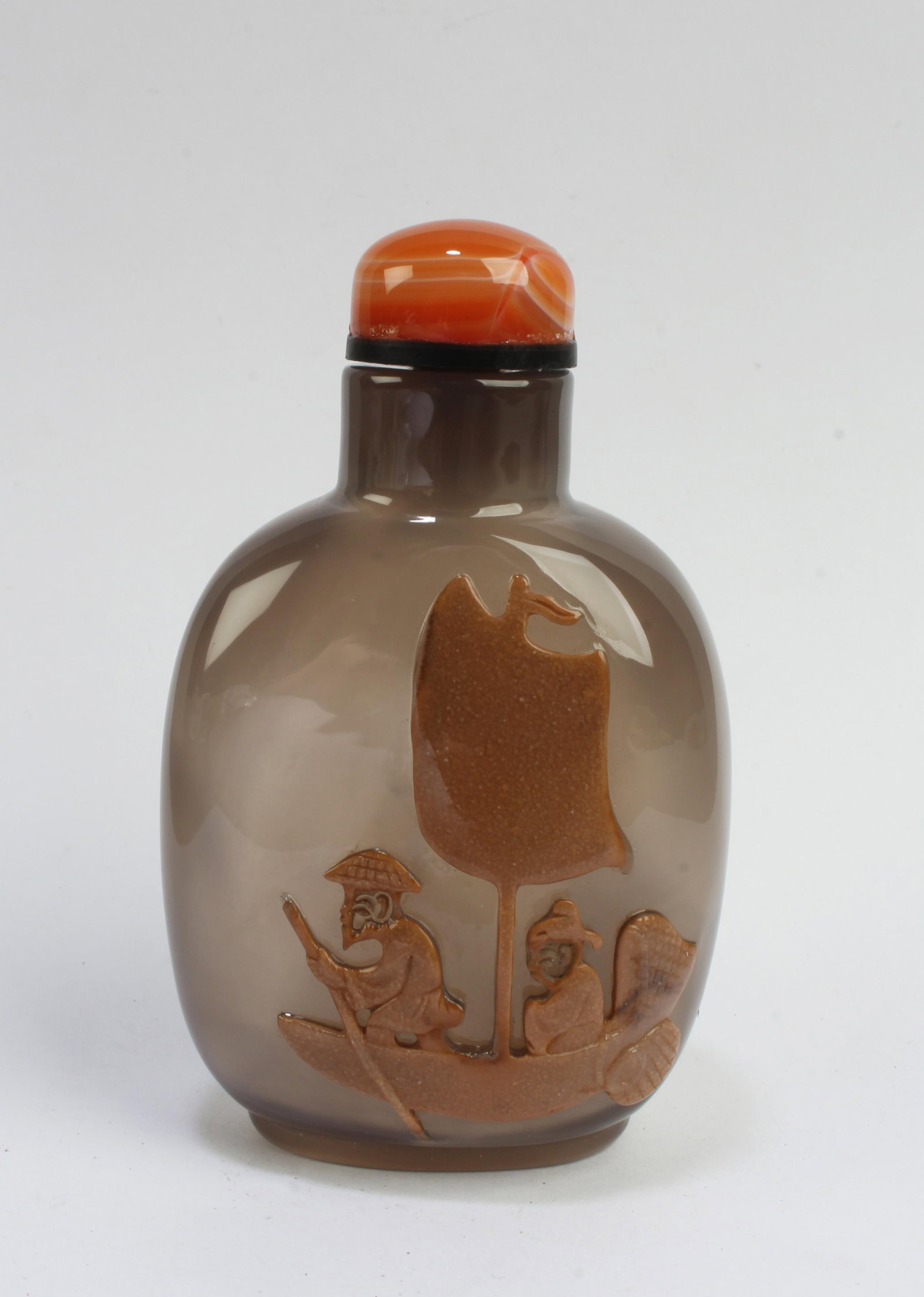 Chinese Agate Snuff Bottle: Chinese Agate Snuff Bottle. Height: 3.25 "
