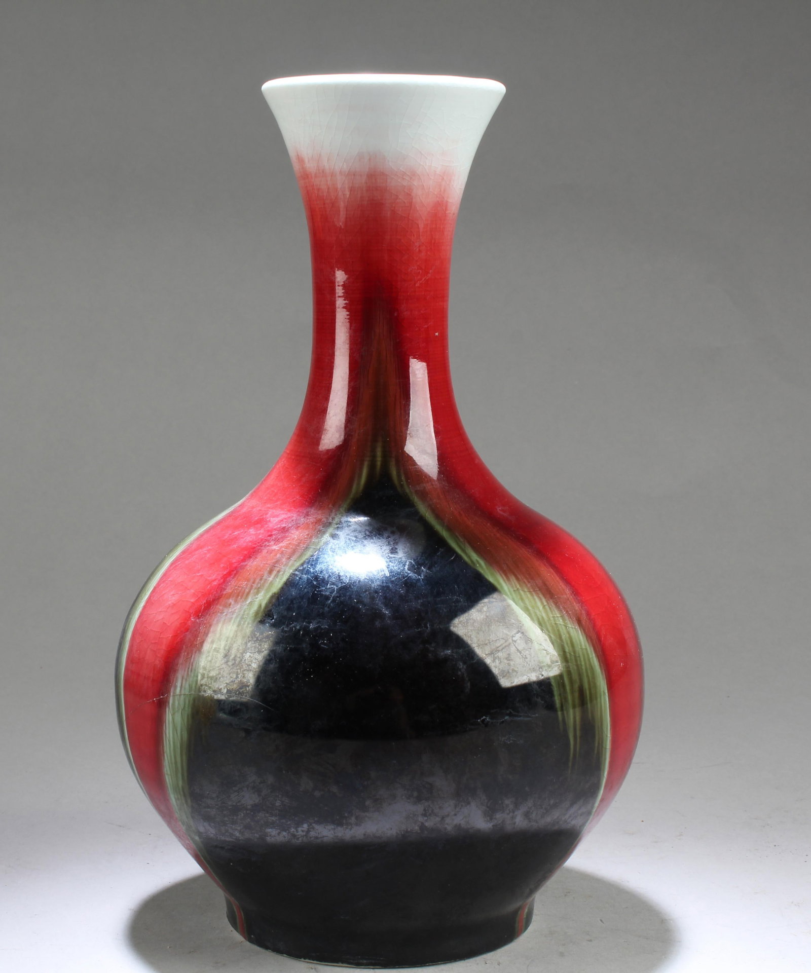 Chinese Porcelain Vase: Chinese Porcelain Vase. A four character mark is imprinted at the base. Height: 11.25"