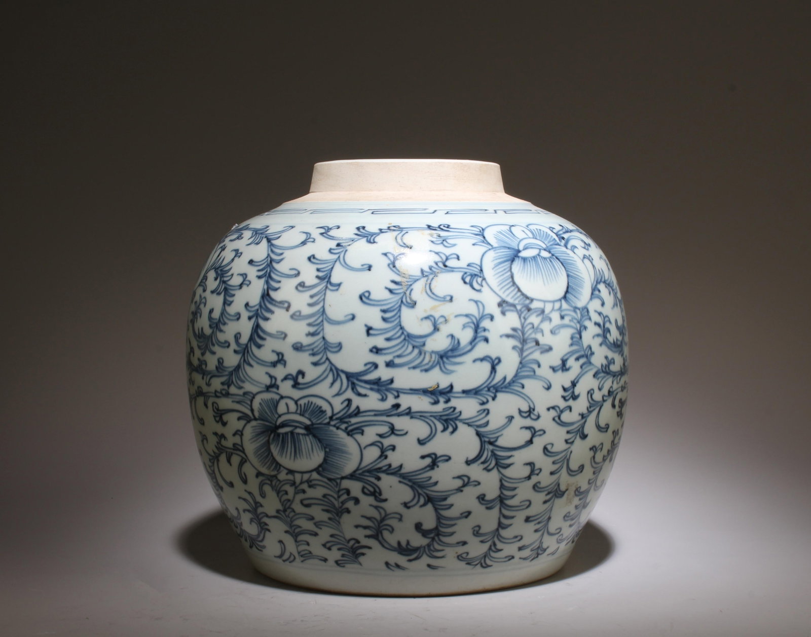 Chinese Blue & White Porcelain Jar: Chinese Blue & White Porcelain Jar. Height: 8.25"