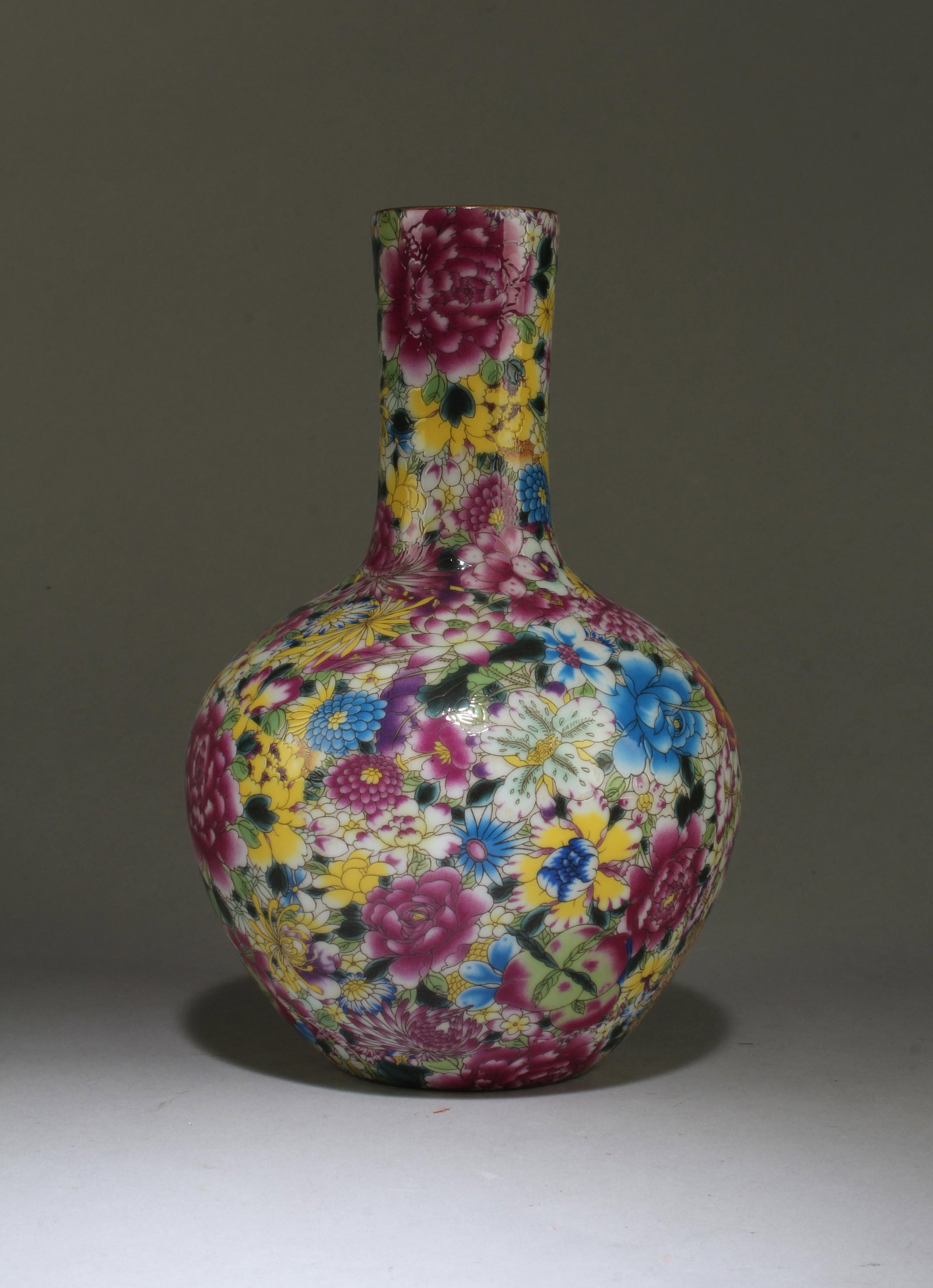 Chinese Flower Polychrome Porcelain Vase (1 of 6)