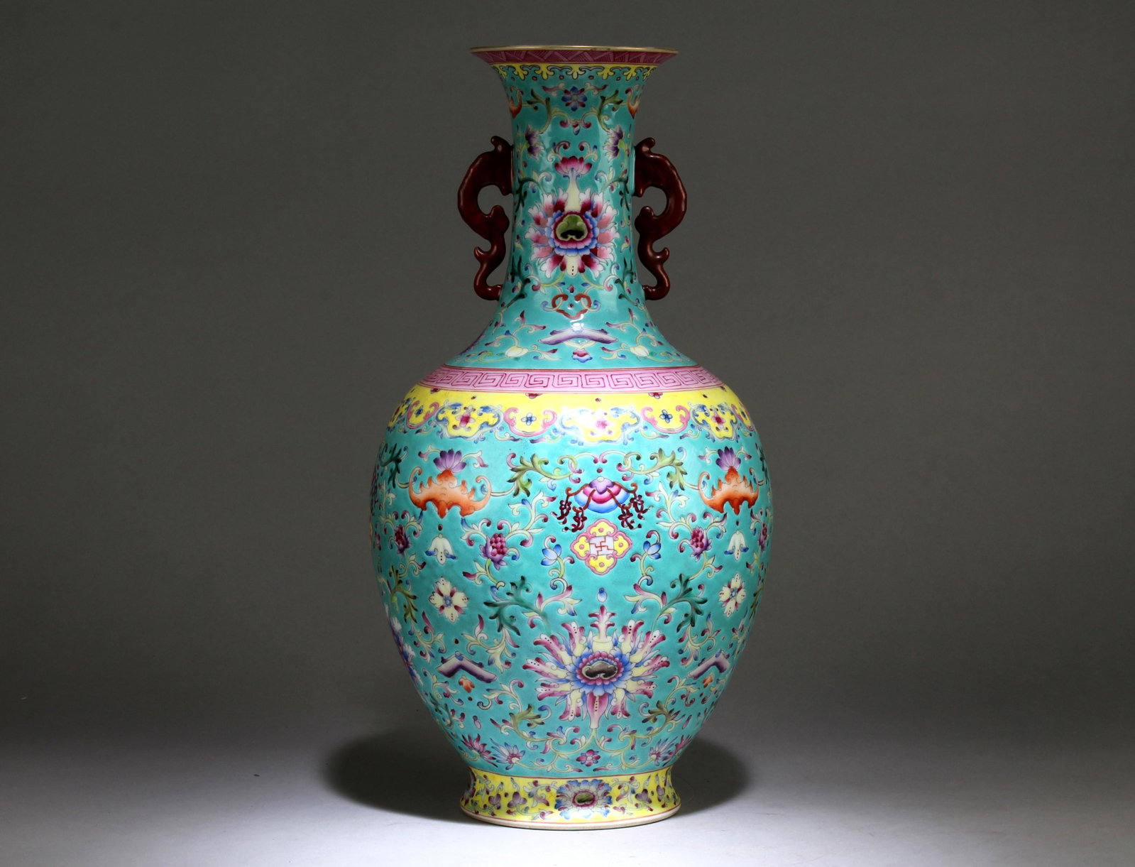 A Chinese Famille Rose Flower Bottle Vase (1 of 7)