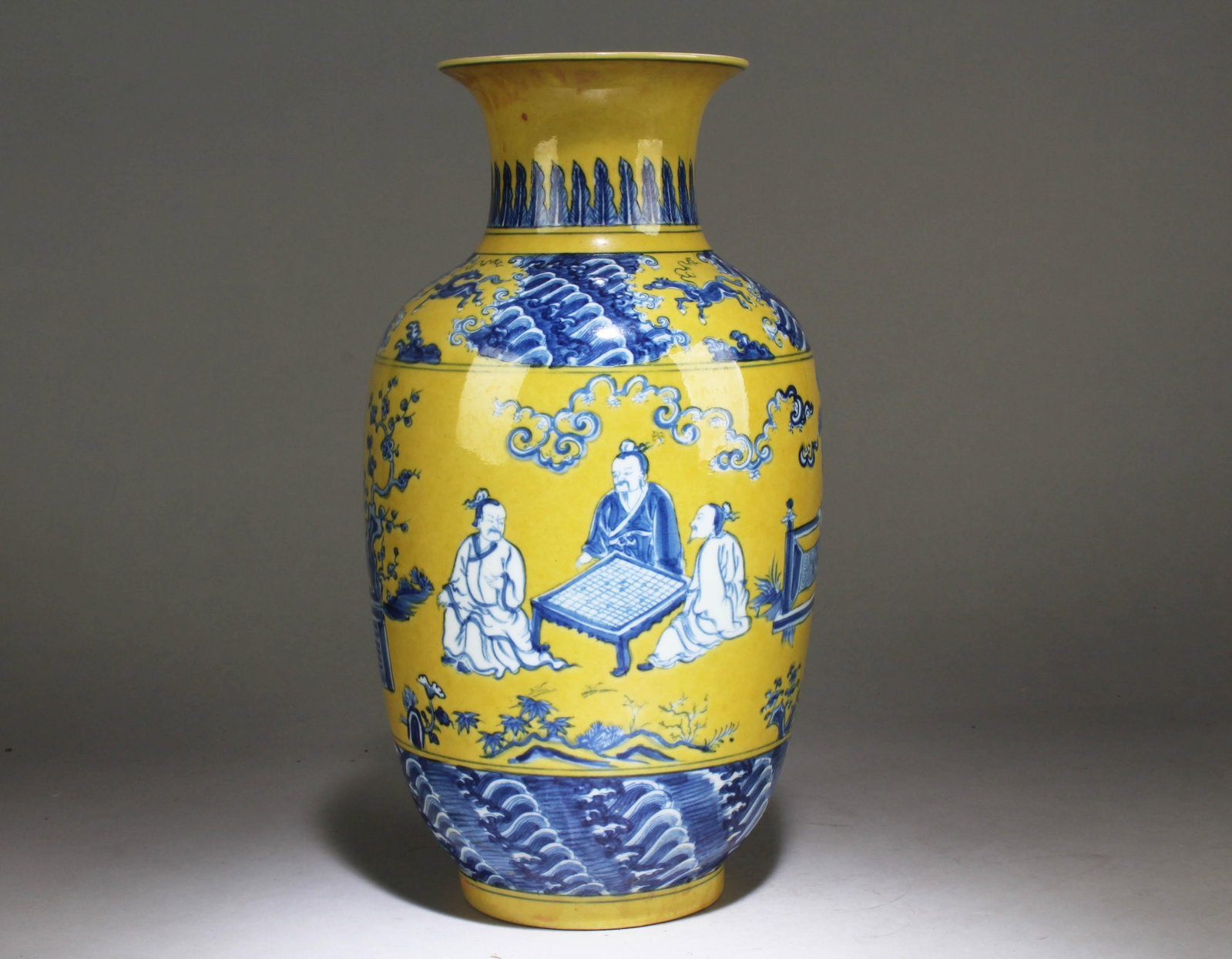 A Chinese Blue and White Yellow Background Vase (1 of 6)