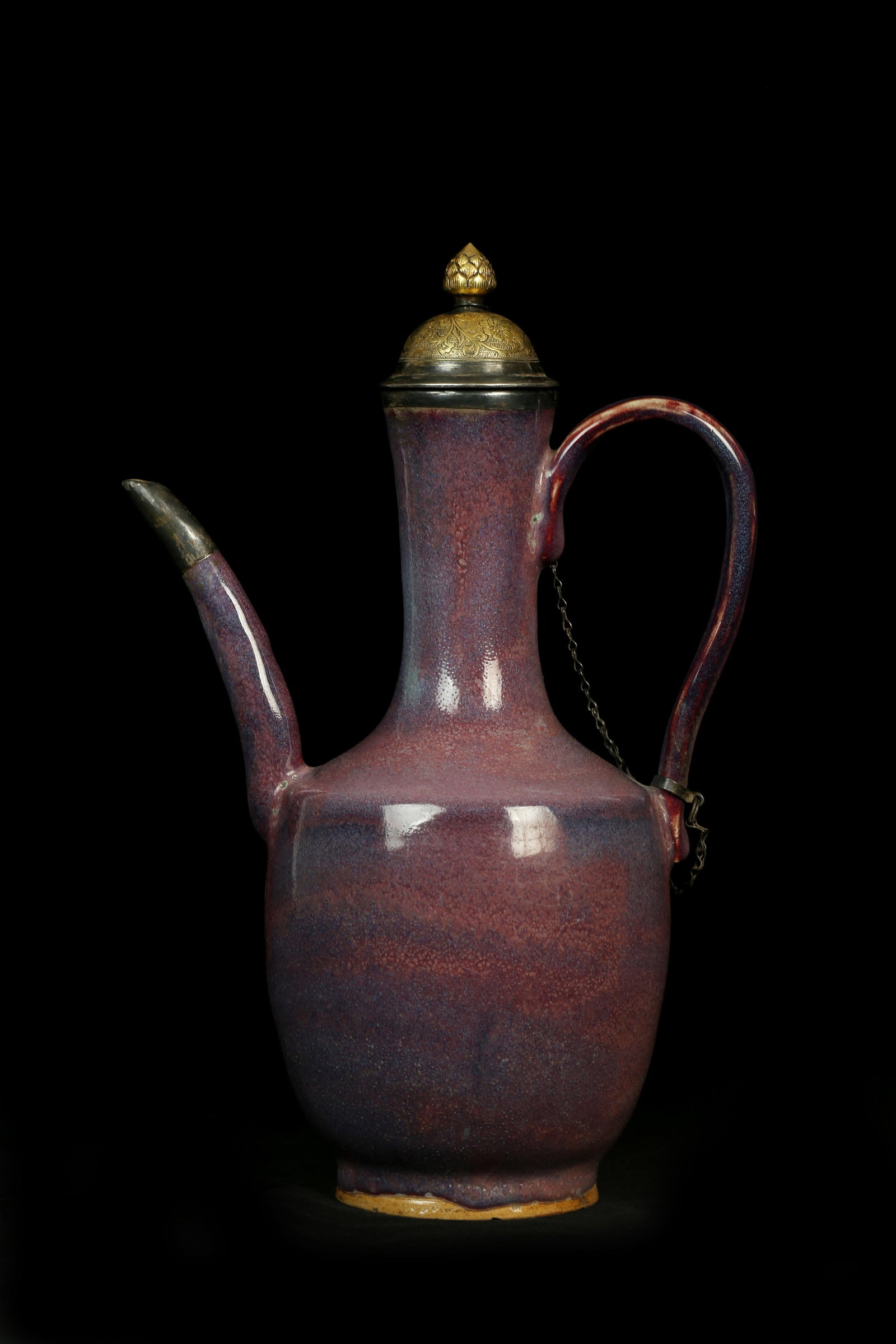 A Junyao Pot with Silver and Gilt Lid (1 of 9)