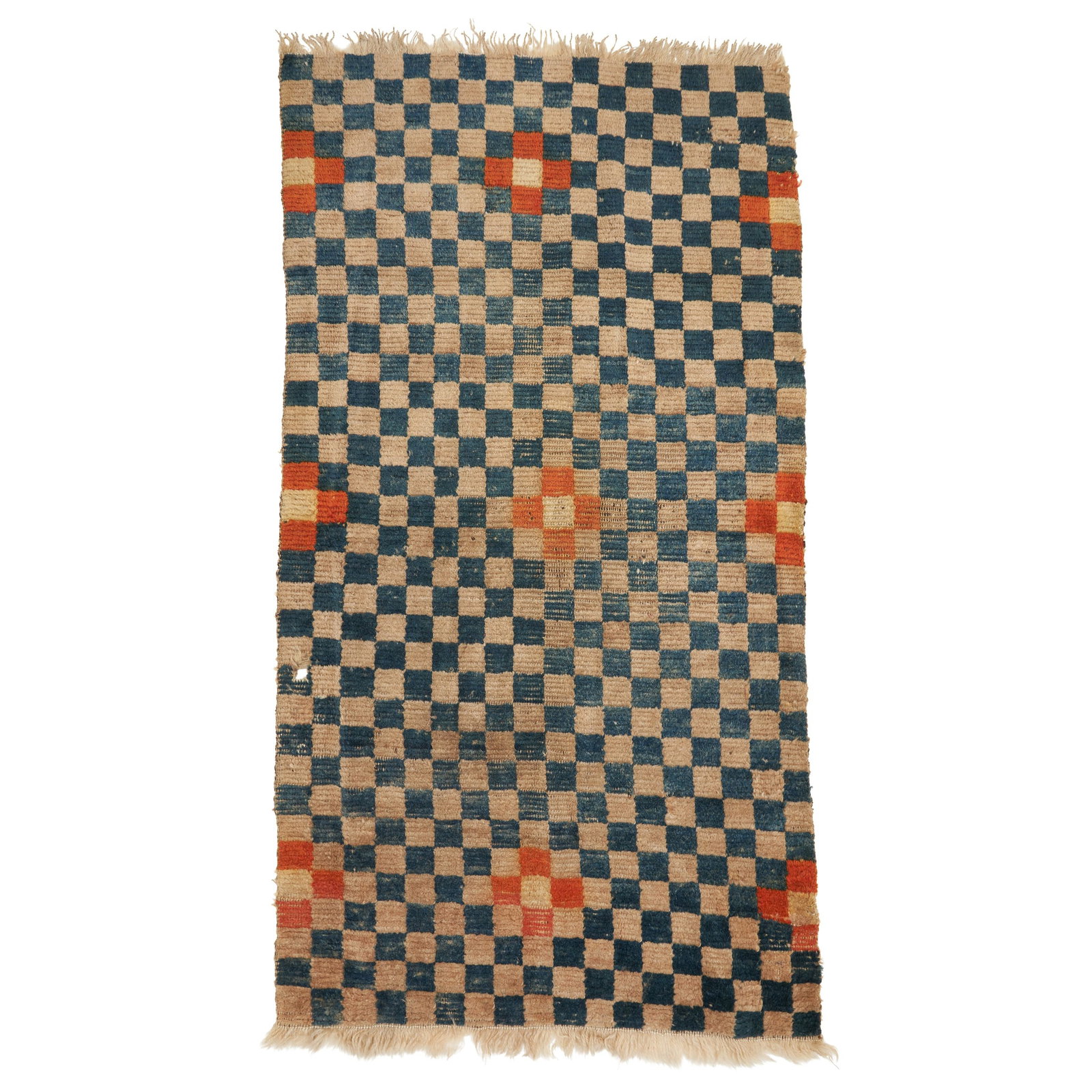 A Tibetan Checkerboard Rug: Provenance: Bonham Skinner 19-29 March 2023Tibetc. early 20th century2 ft. 9 in. x 5 ft. 2 in.