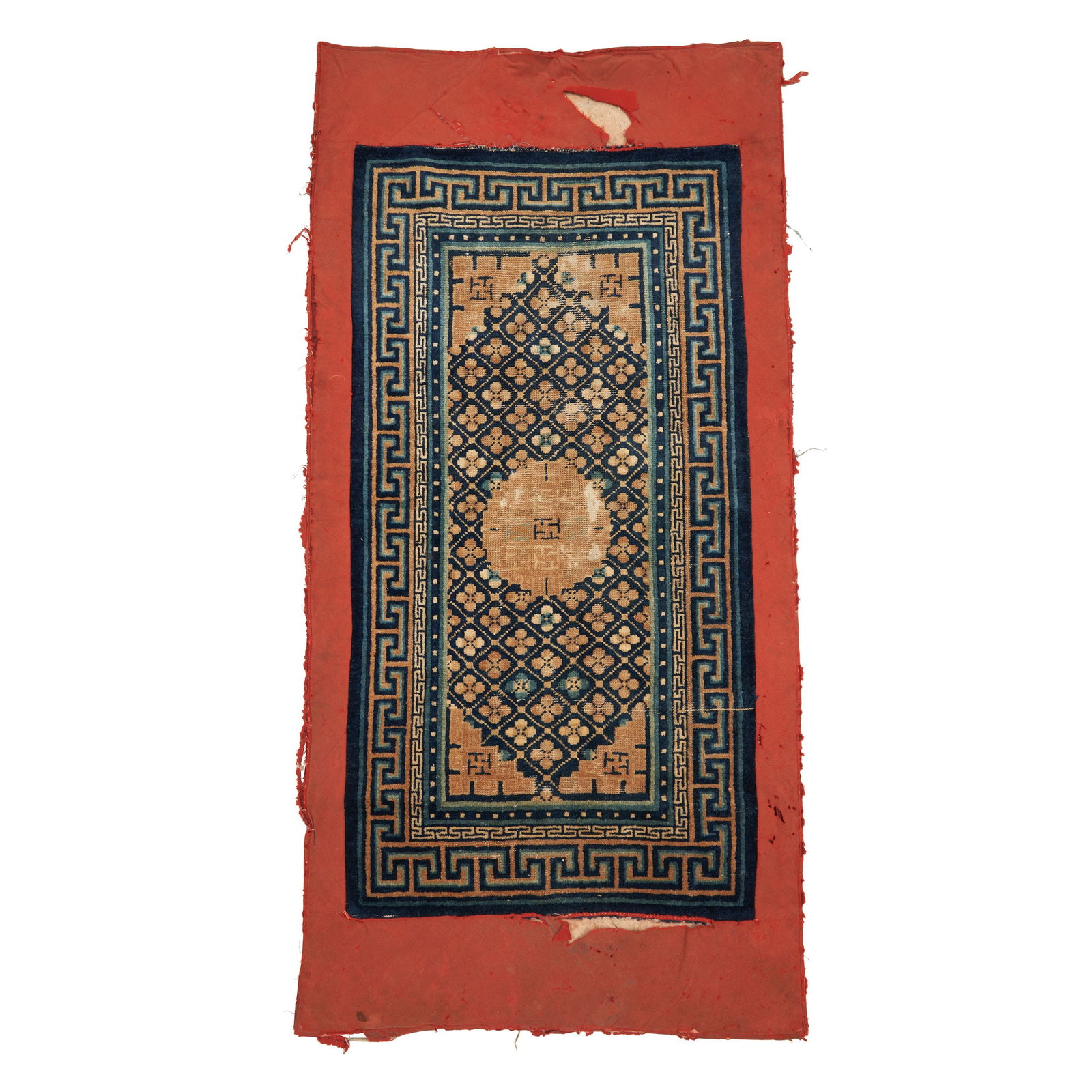 A Ningxia Antique Floral Lattice Rug: Provenance: Bonham Skinner 19-29 March 2023. Dimensions: 2ft 8in x 5ft 5in.