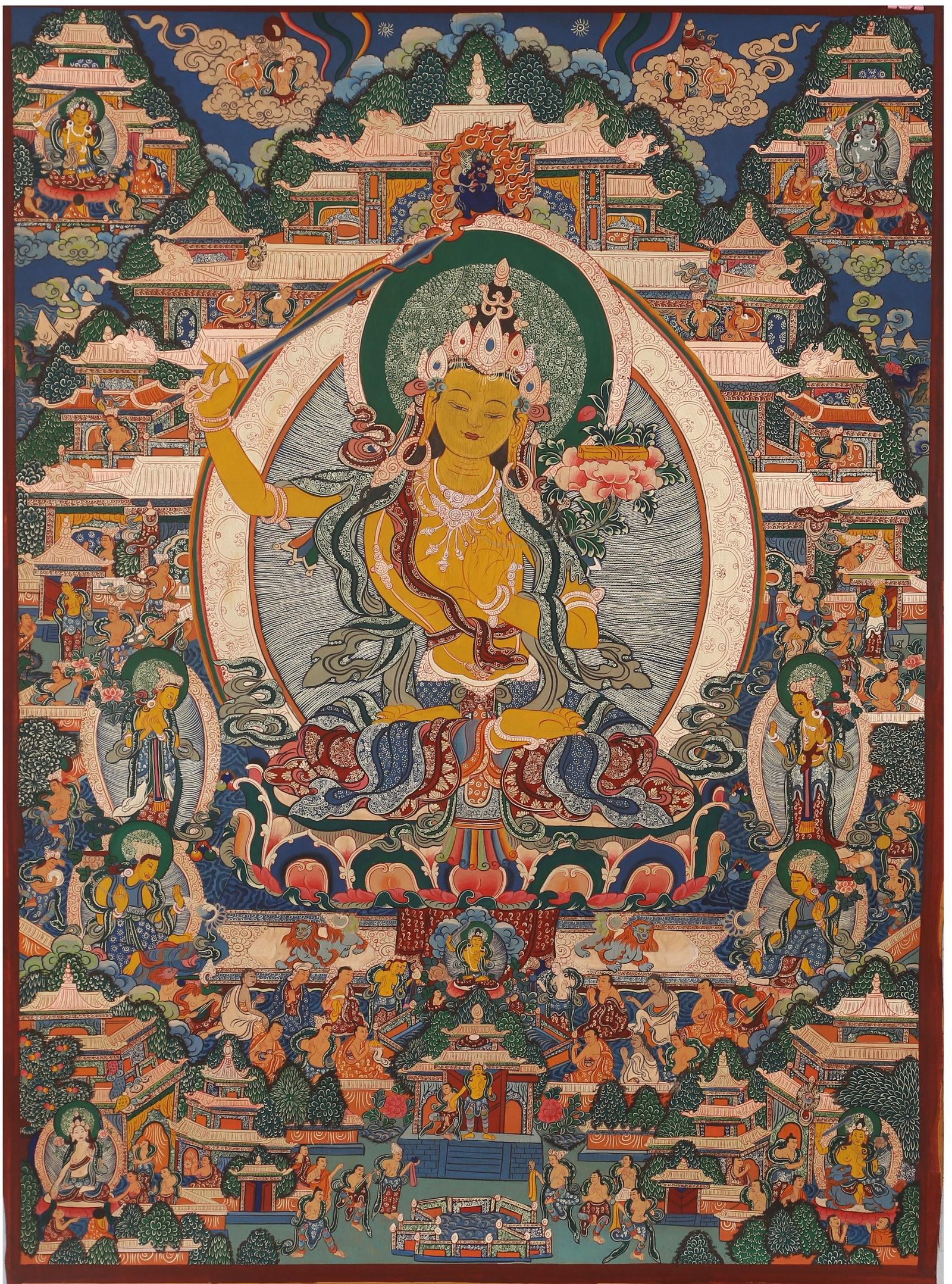 A Tibetan Thangka: A Tibetan Thangka. Dimension: 36.61" x 26.77".