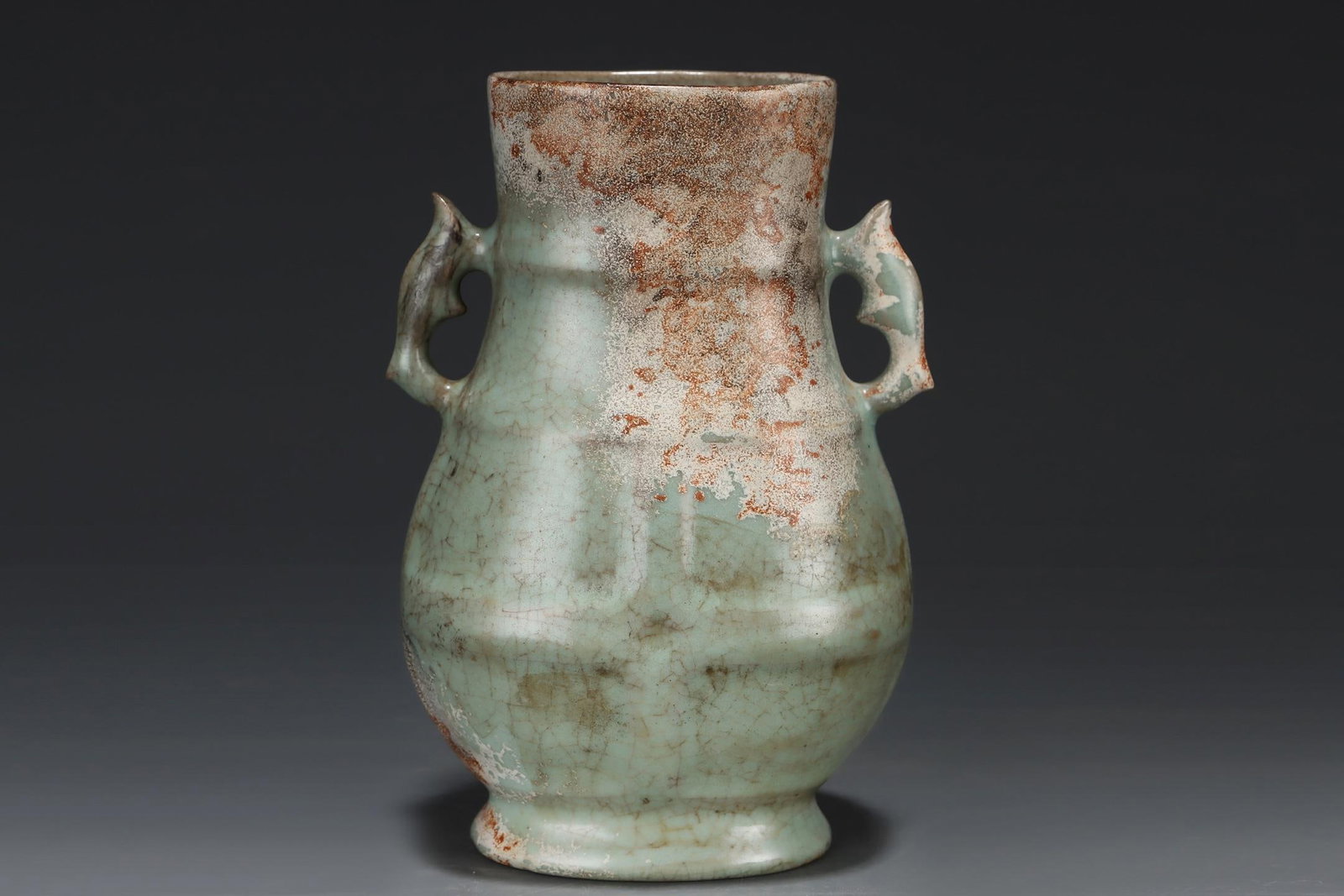 A Ru Ware Celadon Double-Eared Vase - 4