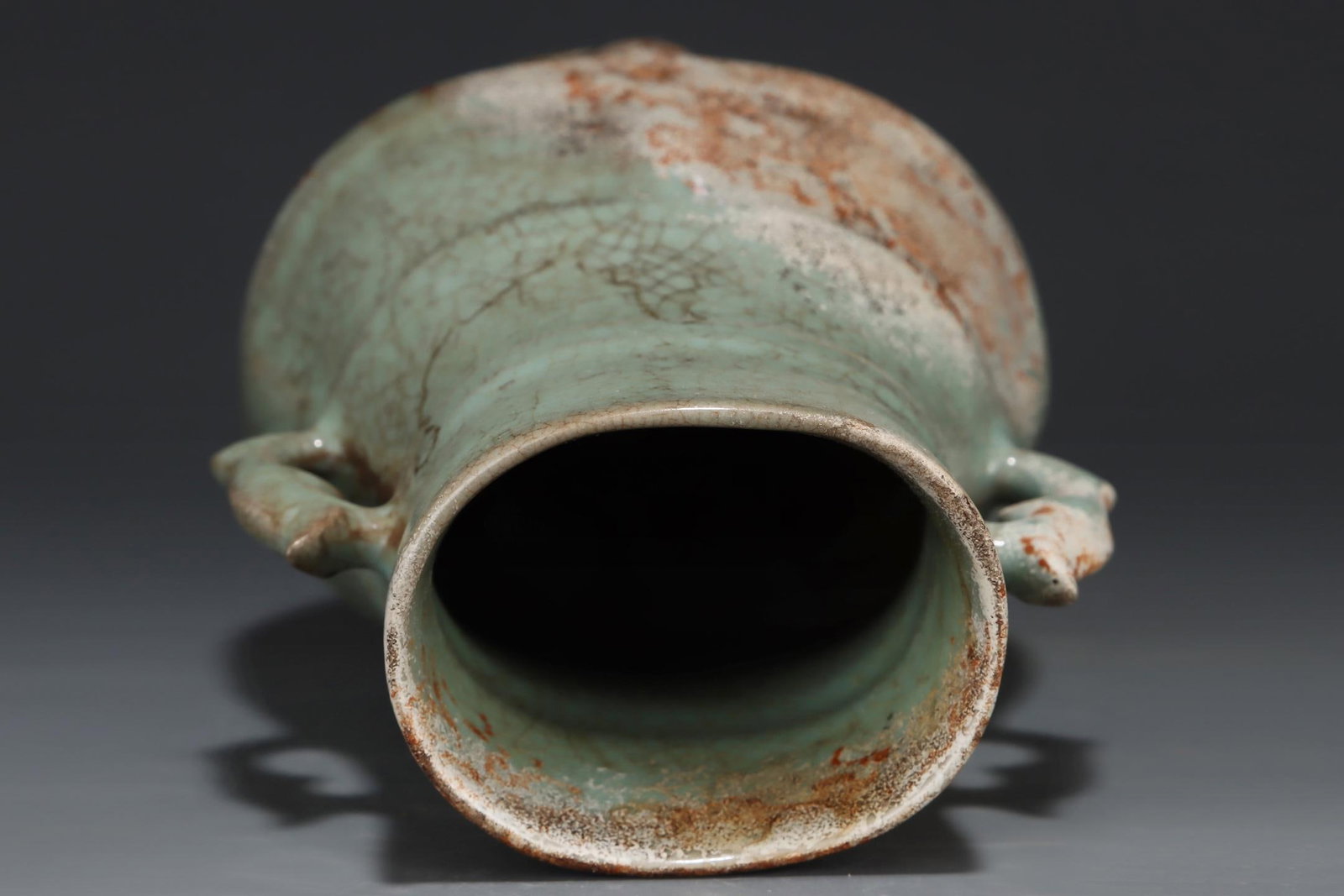 A Ru Ware Celadon Double-Eared Vase - 7