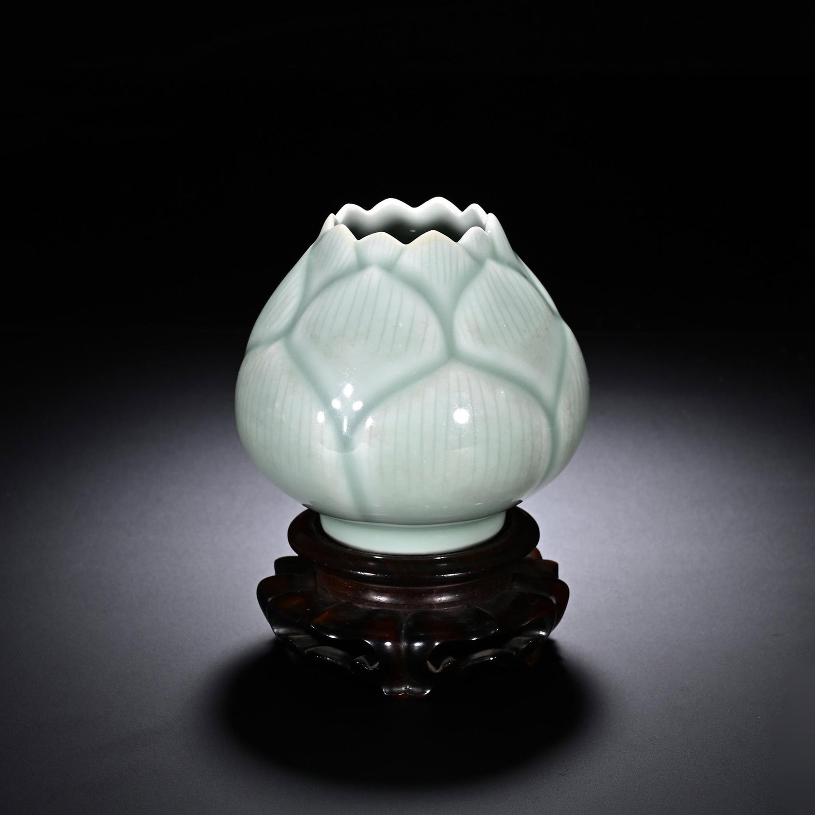 Celadon-Glazed Lotus Petal Washer: Celadon-Glazed Lotus Petal Washer. Dimensions: 3.74"x3.54"