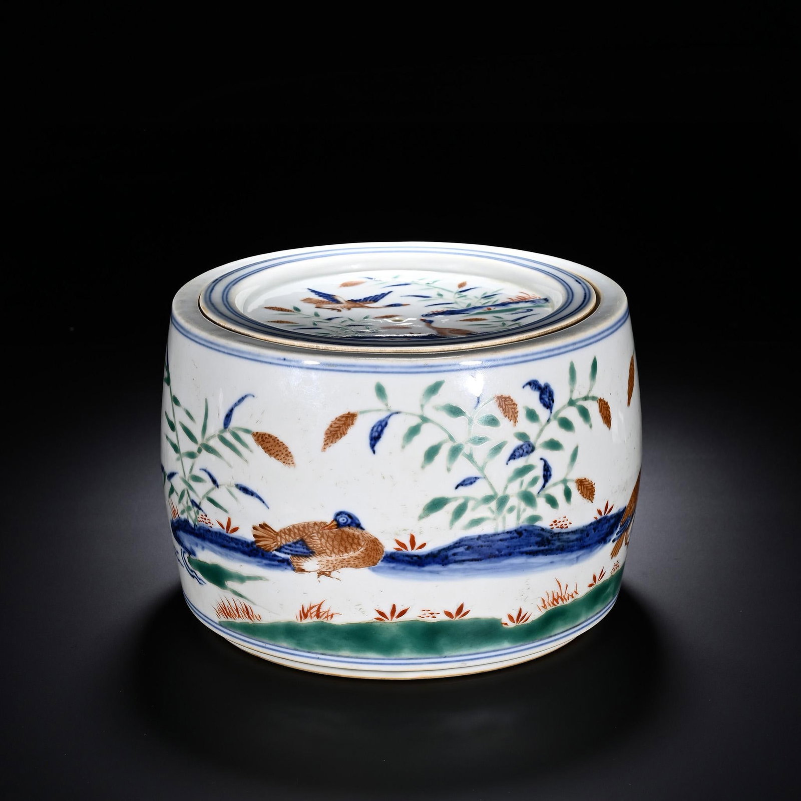 Doucai Wild Geese Among Reeds Cricket Jar (1 of 8)