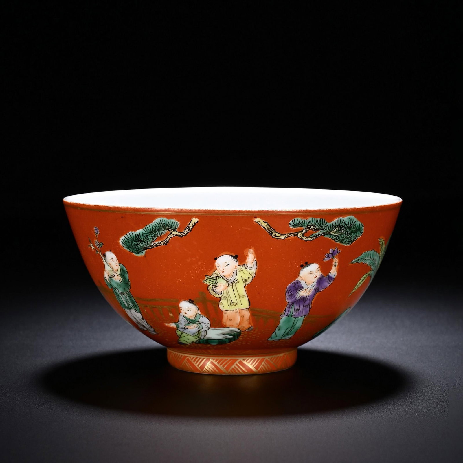Coral-Ground Children at Play Bowl: Coral-Ground Children at Play Bowl. Dimensions: 5.12"x2.56"