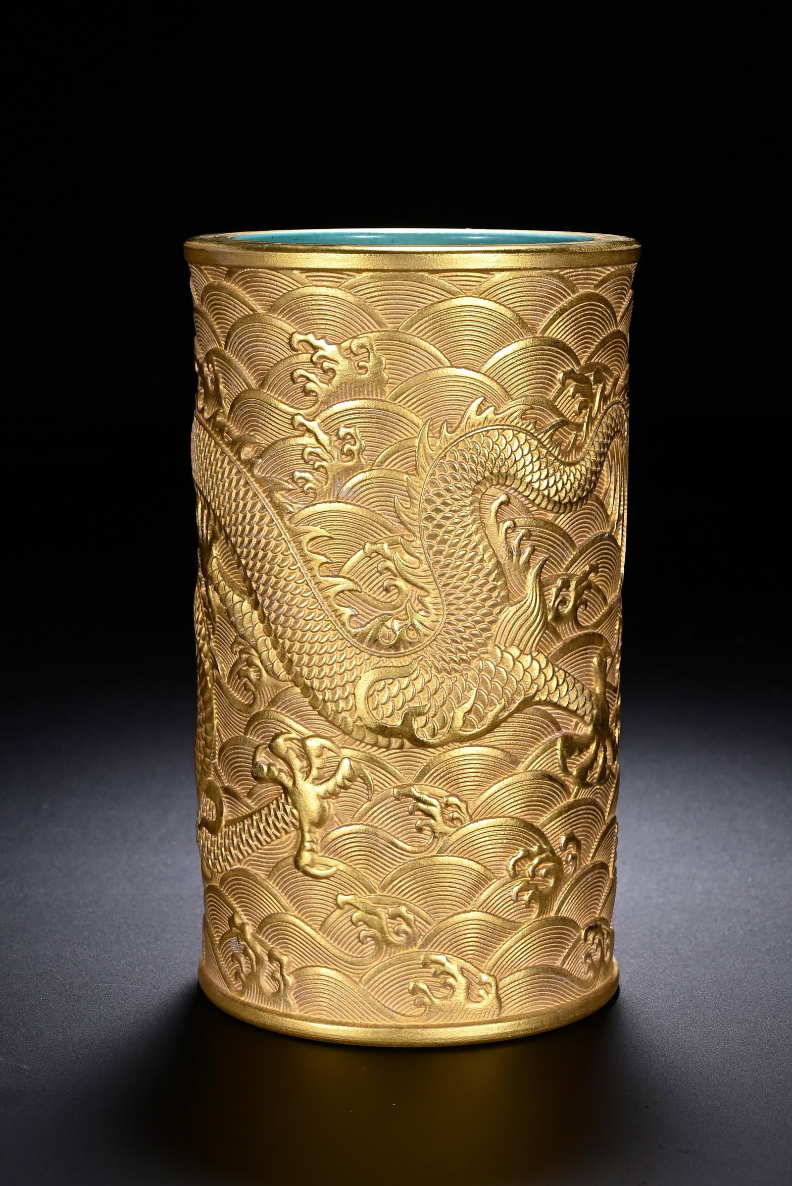 Gilt Dragon Brushpot - 3