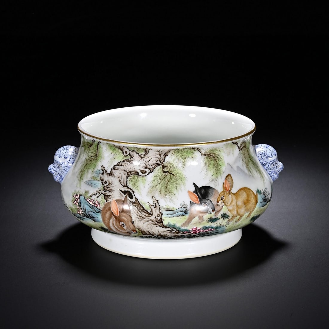 Famille-Rose Incense Burner: Famille-Rose Incense Burner. Length:6.30" Width:5.71" Height:3.15"