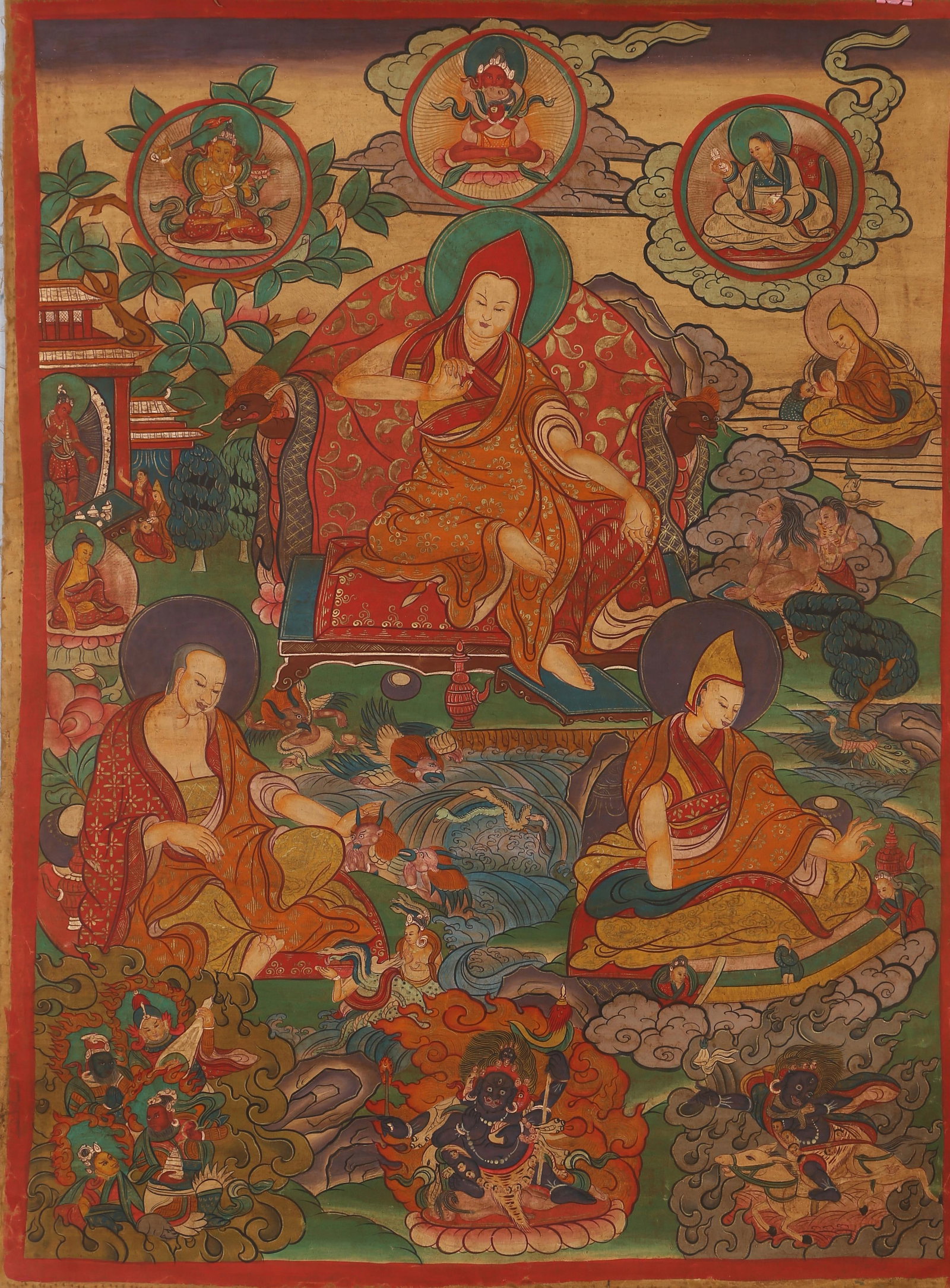 A Tibetan Thangka: A Tibetan Thangka. Dimension: 37.4" x 27.56".