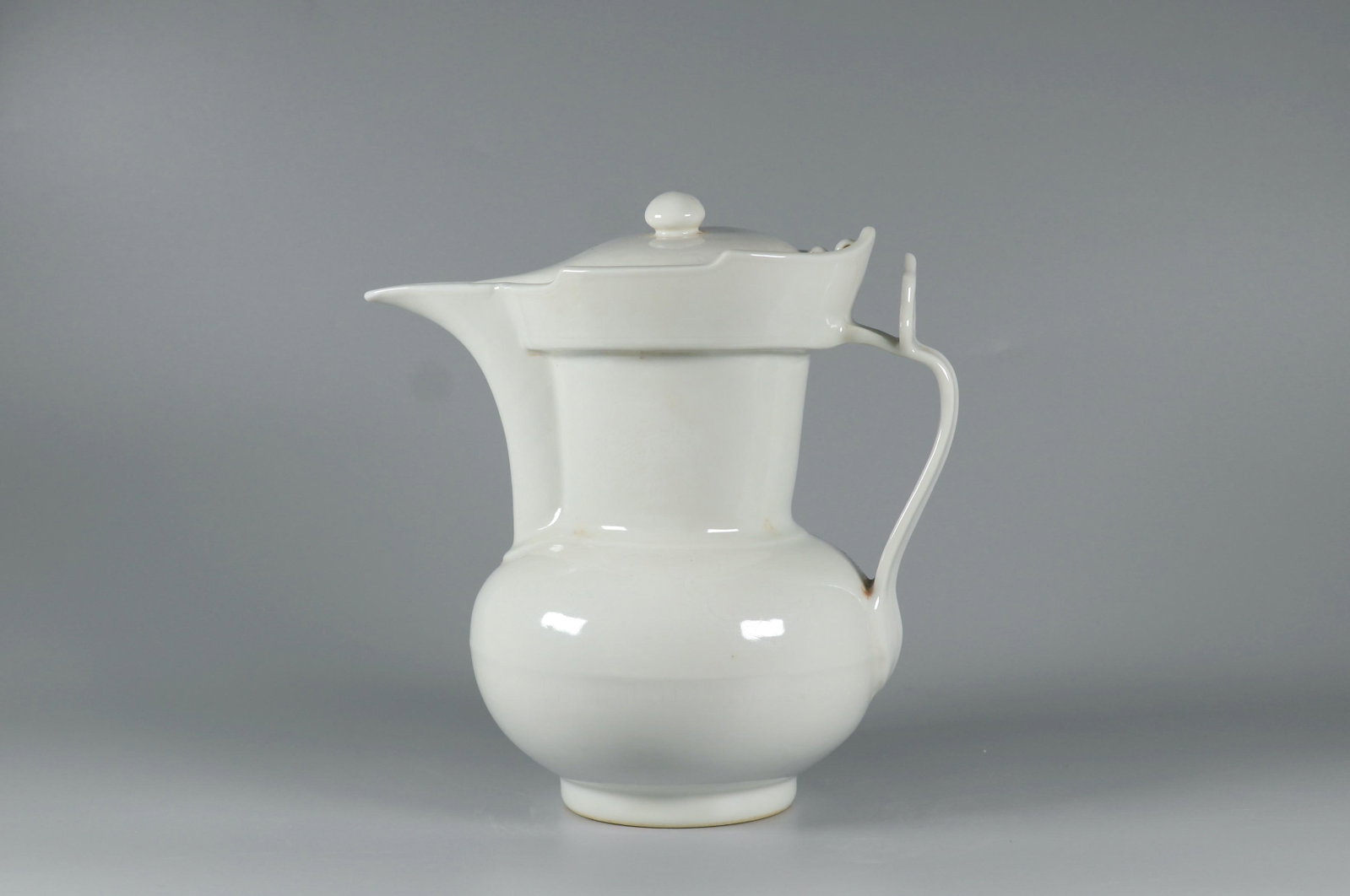 White Glaze Monk'S Cap Jug: White Glaze Monk'S Cap Jug, Height: 8.46", Width: 8.27".