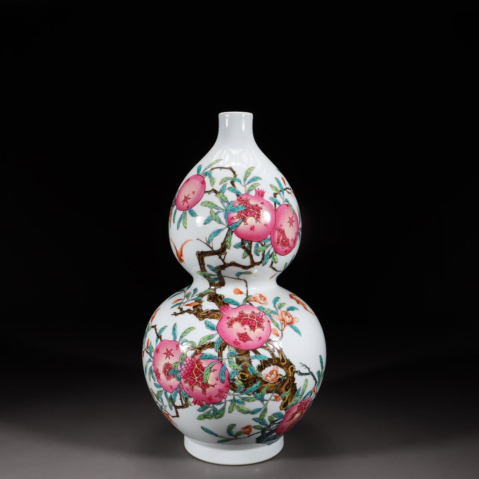 A Fencai Enamel Gourd Vase: A Fencai Enamel Gourd Vase. Height: 12.72in Length: 6.30in Diameter: 6.30in Weight: 4.83lbs.