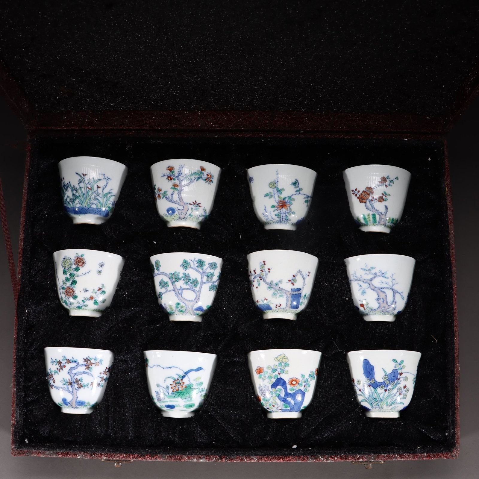 A Set of Doucai Flower-God Cups: A Set of Doucai Flower-God Cups. Height: 1.97in Diameter: 2.56in Weight: 0.11lbs.
