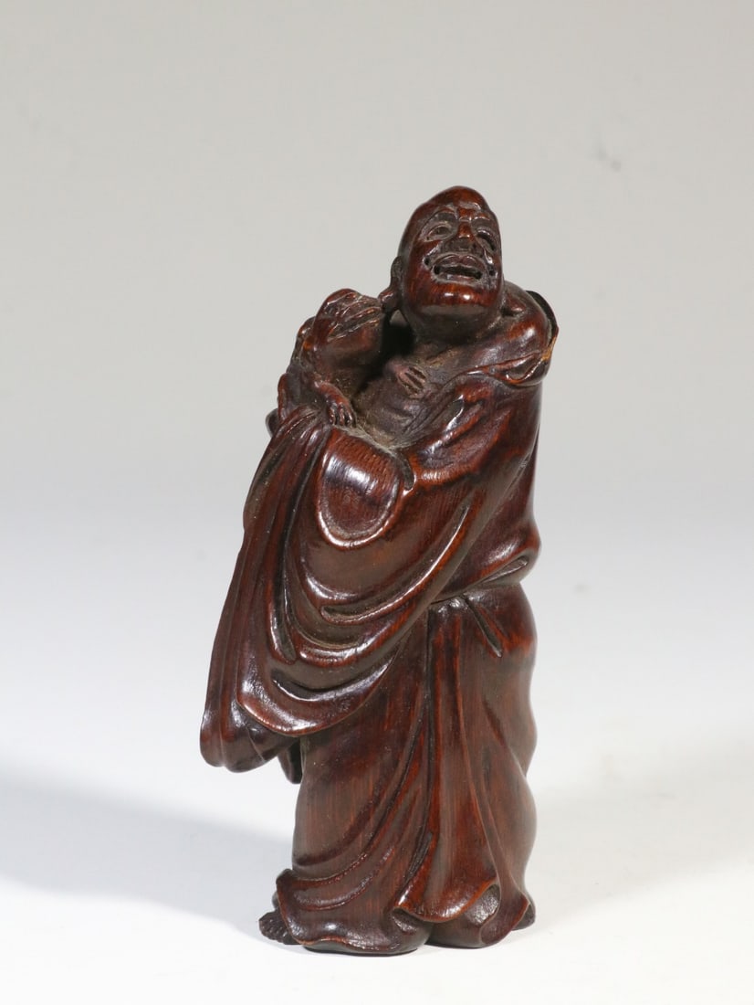 A Bamboo Carved Arhat Figure (1 of 9)