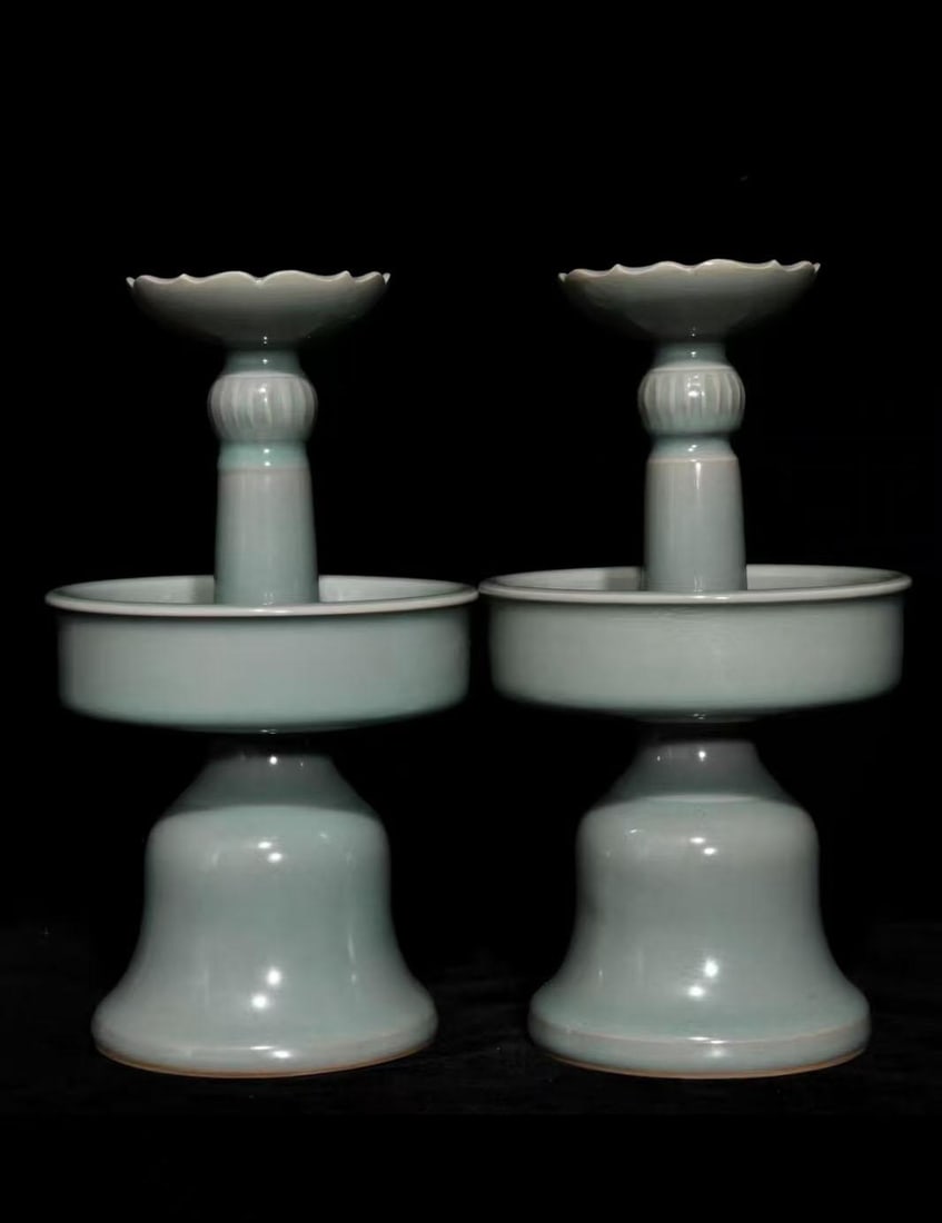 A Pair of Longquan Celadon Candleholders (1 of 7)