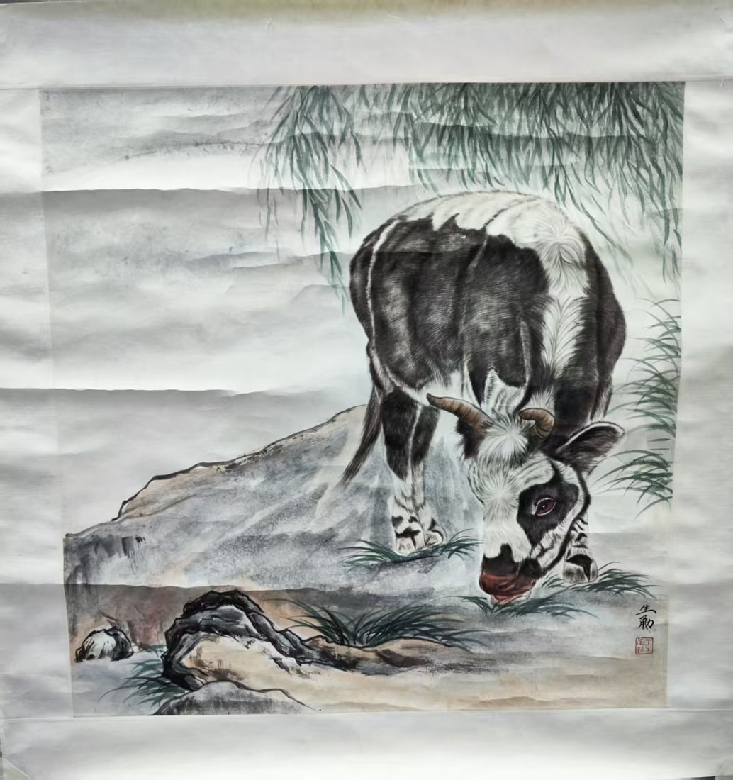 A Chinese Painting Depicting Flowers: A Chinese Painting Depicting Flowers. Dimensions: 26.77in x 26.77in.