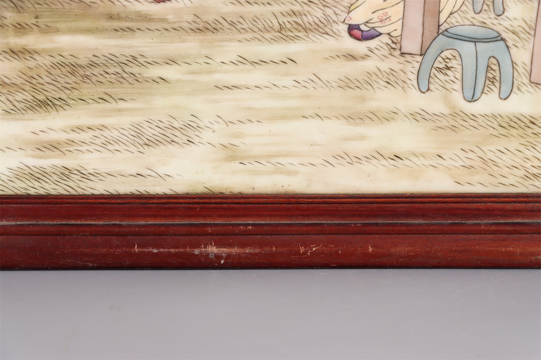 A Porcelain Panel Depicting Five Elders - 4