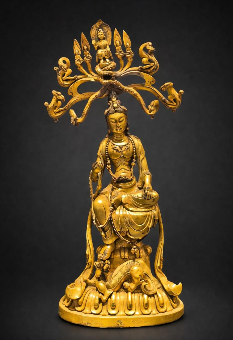 A Gilt-Bronze Seated Avalokiteshvara Statue (1 of 8)