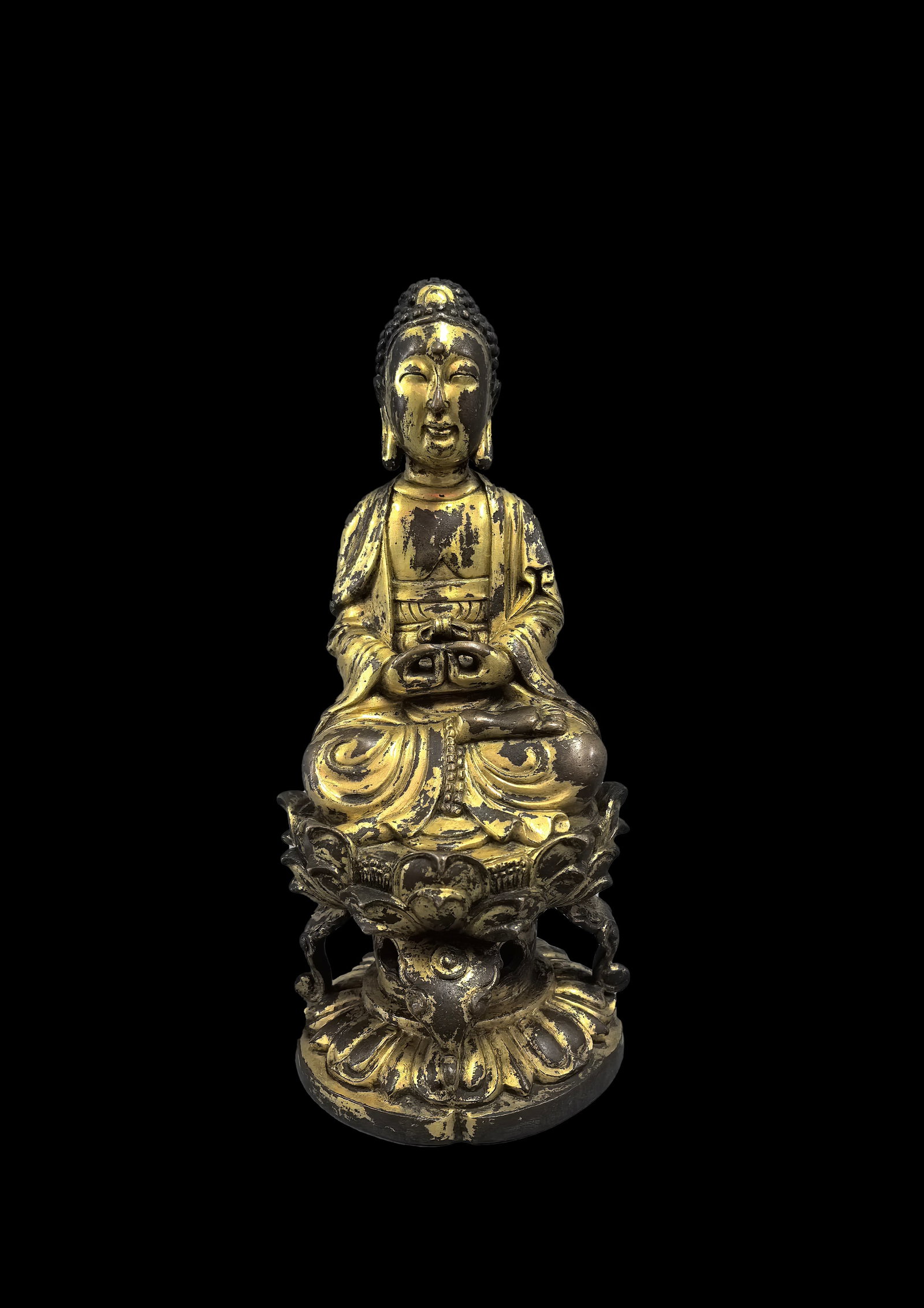 A Gilt-Bronze Liao-Dynasty Shakyamuni Statue: A Gilt-Bronze Liao-Dynasty Shakyamuni Statue. Height: 10.24in.