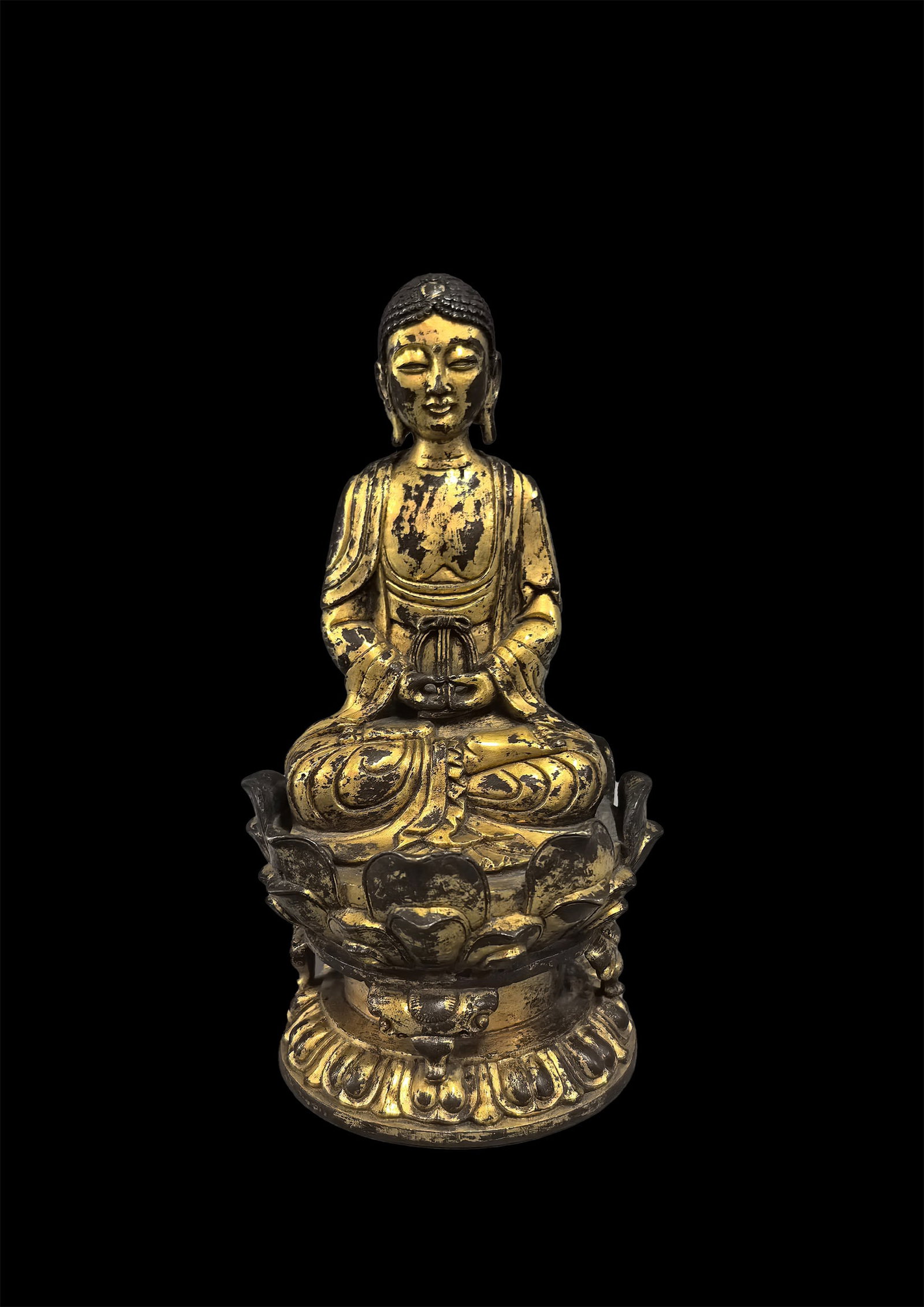 A Liao-Dynasty Gilt-Bronze Shakyamuni Statue: A Liao-Dynasty Gilt-Bronze Shakyamuni Statue. Dimensions: 9.45in x 5.12in.
