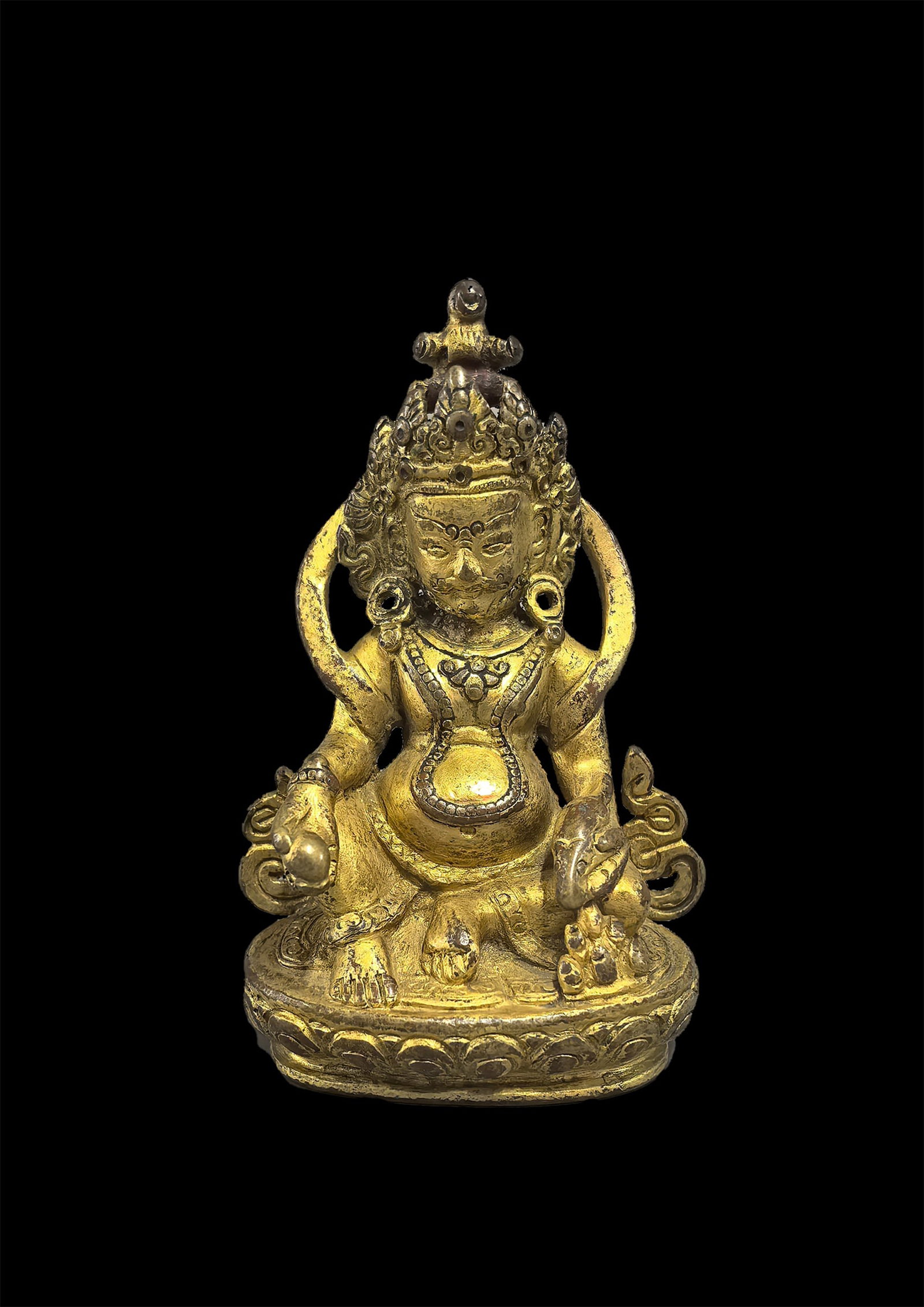 A Gilt-Bronze Court Stupa Inlaid with Gemstones: A Gilt-Bronze Court Stupa Inlaid with Gemstones. Height: 3.35in.