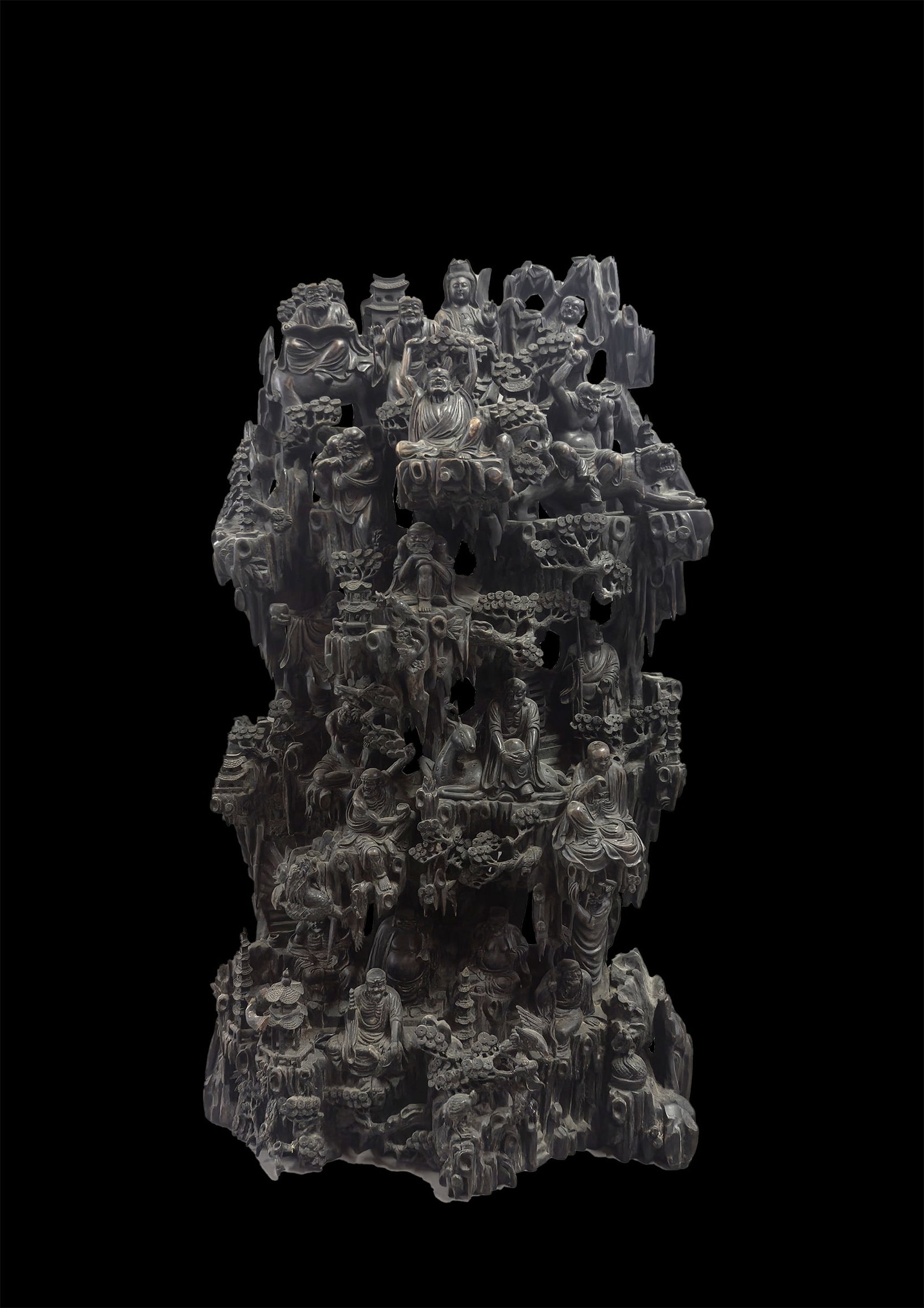 An Agarwood Statue Depicting Ten-Thousand Buddhas Paying Homage (1 of 10)