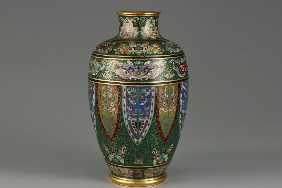 A Gilt Cloisonne Vase: A Gilt Cloisonne Vase. Height: 11.81in; Width: 6.30in; Weight: 15.52lb.