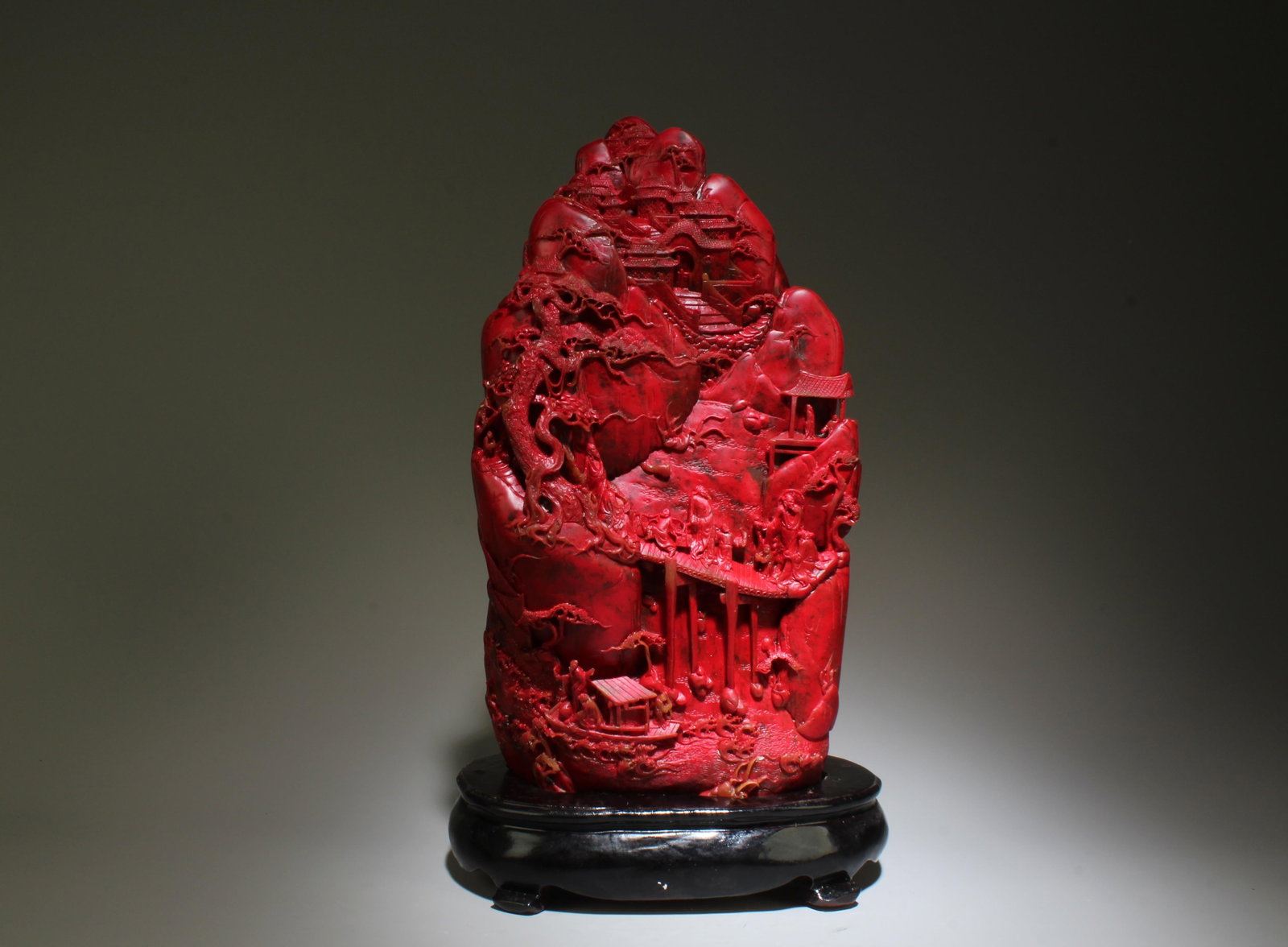 A Chinese Artwork Depicting a Mountain: A Chinese Artwork Depicting a Mountain. Dimensions: 12" x 6.5".