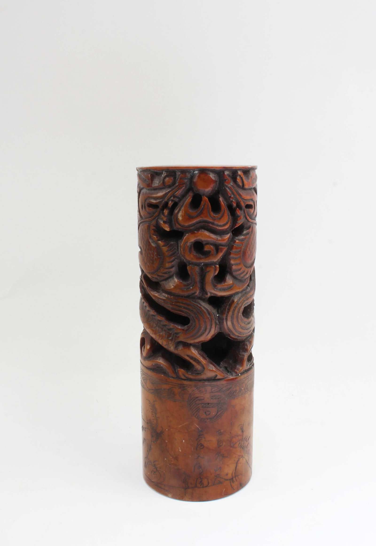 A Round Soapstone Seal: A Round Soapstone Seal. Height: 5.75"