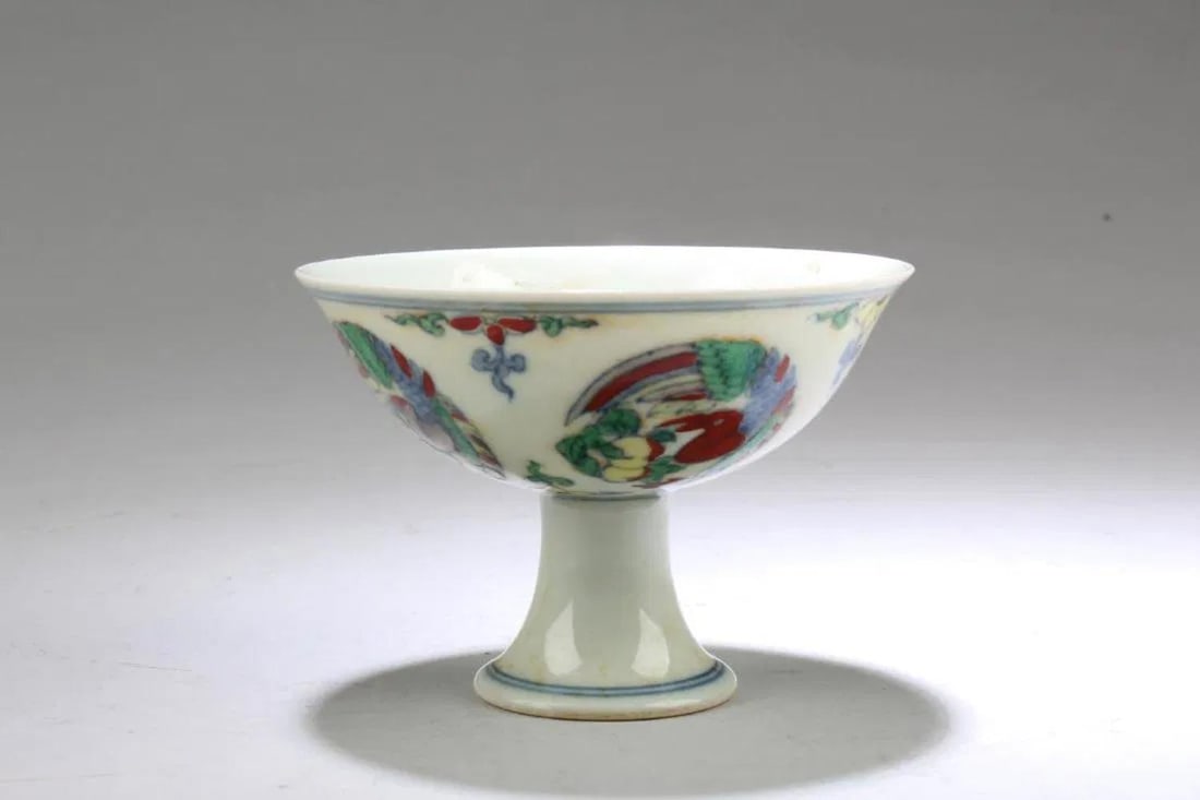 Chinese Porcelain Stem Cup: Chinese Porcelain Stem Cup. 'ChengHua' mark at base. Diameter: 3.5"