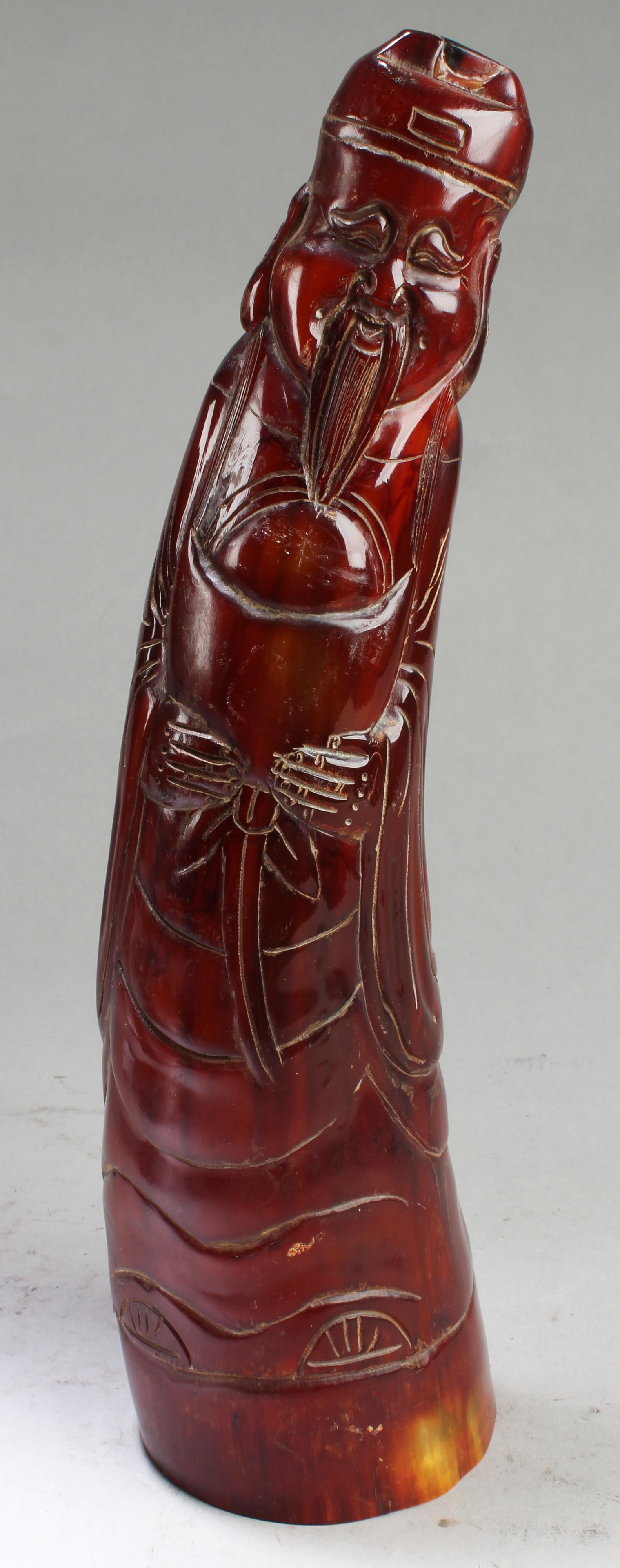 A Buffalo Horn Carved Ornament: A Buffalo Horn Carved Ornament. Height: 12.5"