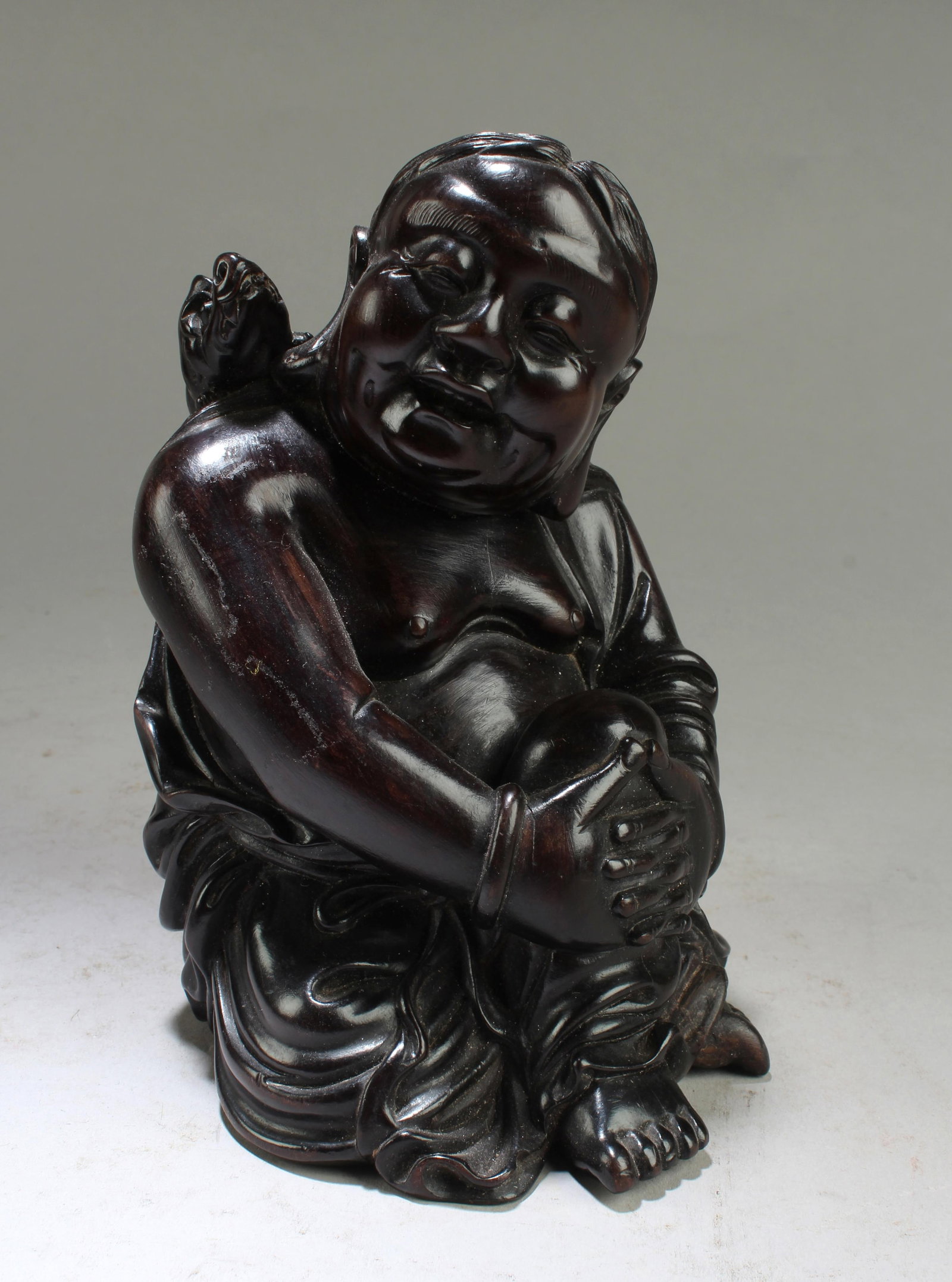Antique Chinese Hardwood Carved Figurine: Antique Chinese Hardwood Carved Figurine. Height: 5.5"