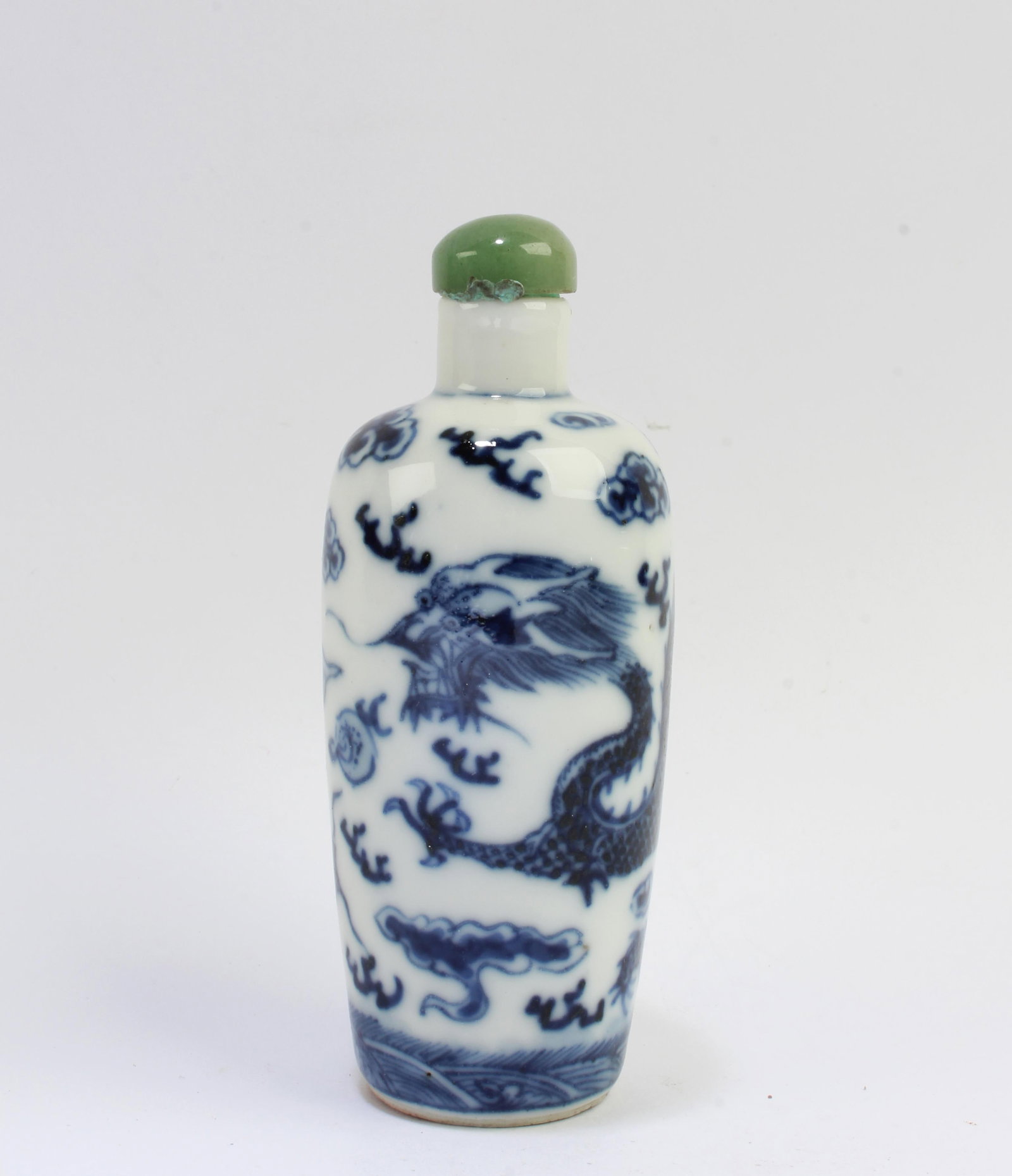 Antique Chinese Blue & White Snuff Bottle: Antique Chinese Blue & White Snuff Bottle. 'YongZheng' mark at base. Height: 3"