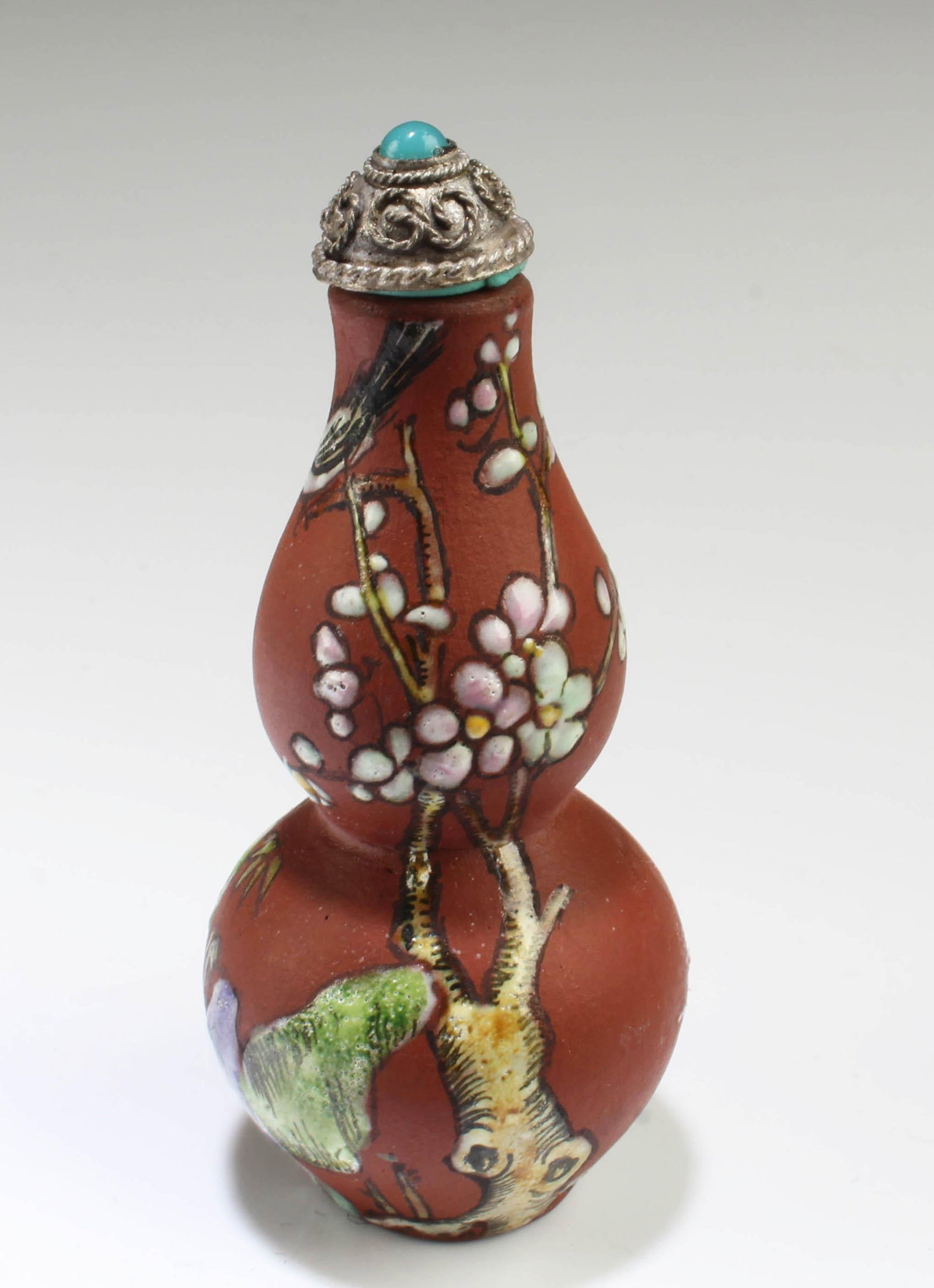 Antique Chinese Zisha Enamel Snuff Bottle (1 of 4)