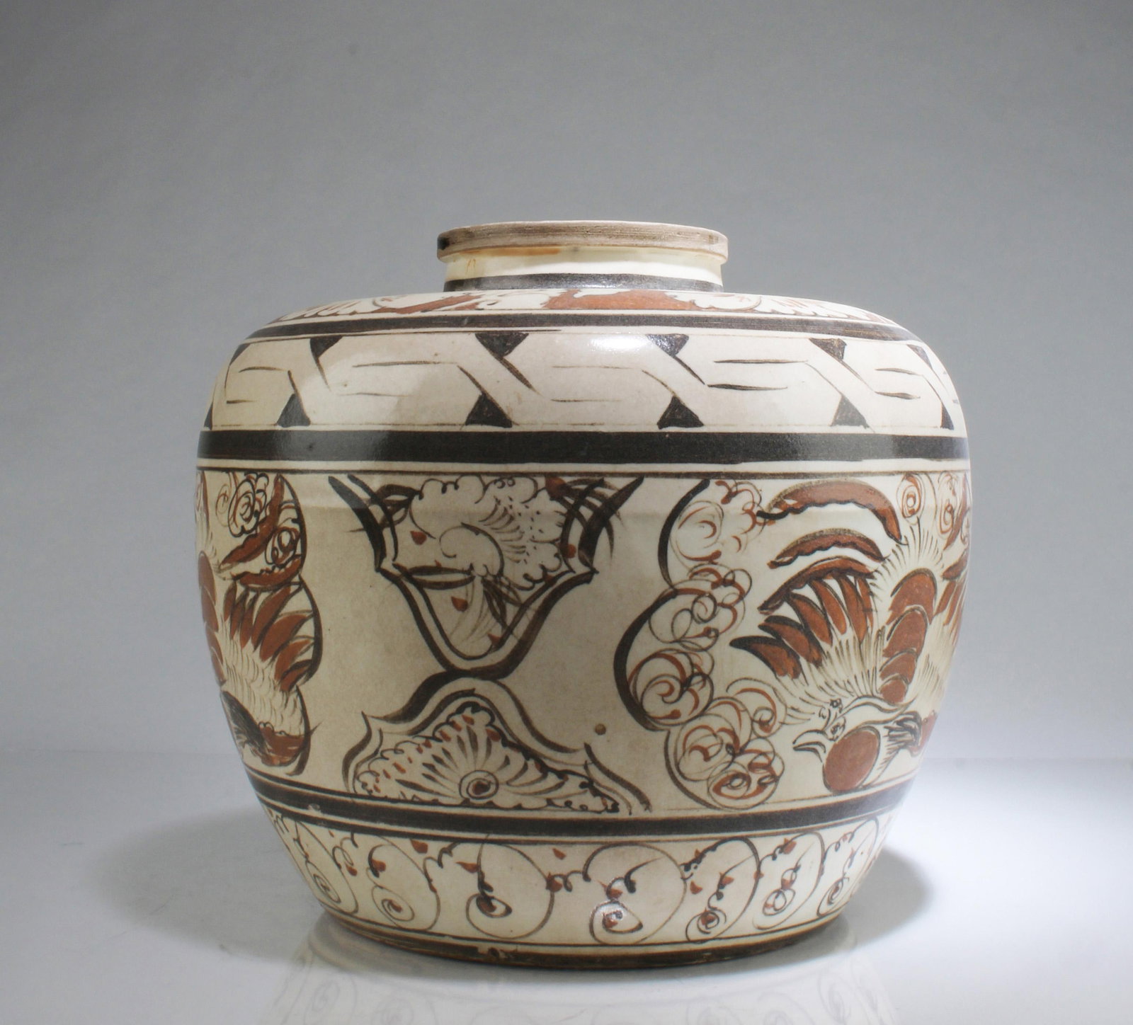 A Cizhou Jar: A Cizhou Jar. Height: 9.5" Diameter: 10.5"