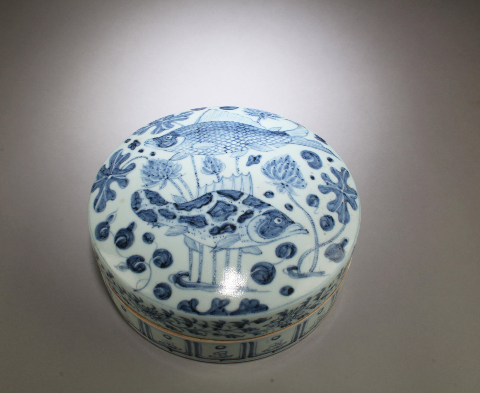 A Blue & White Round Container - 4
