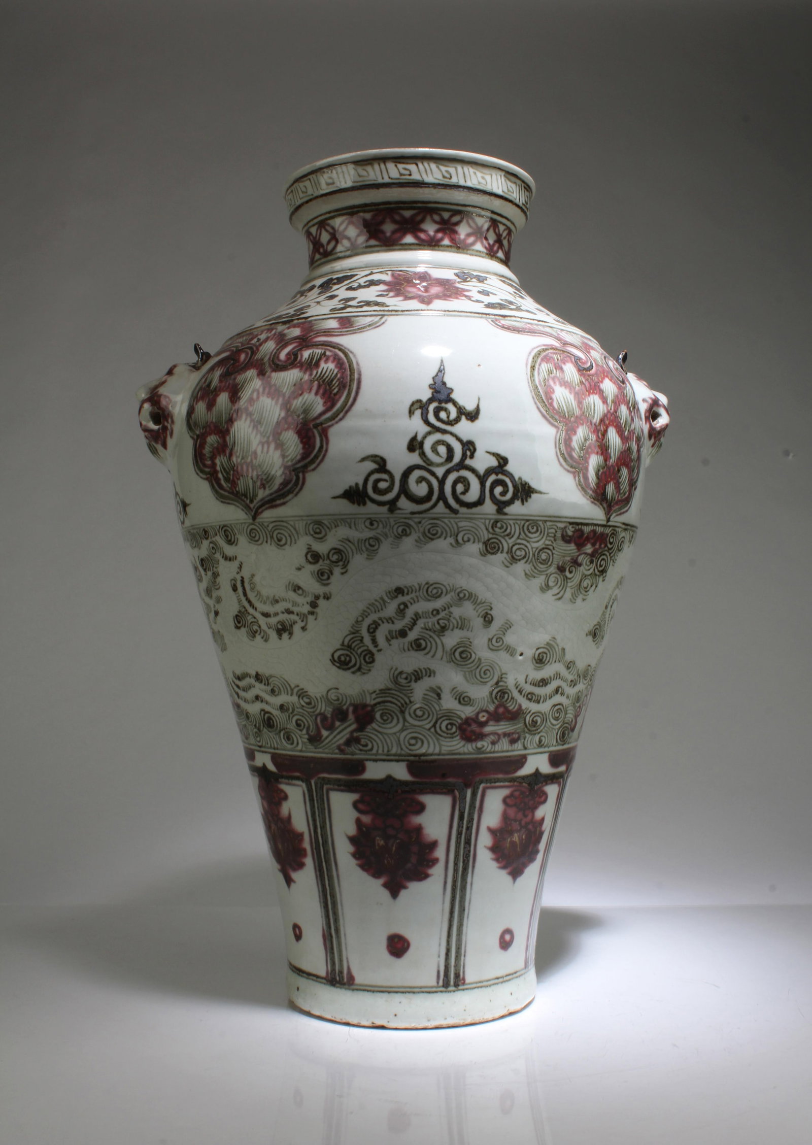 An iron Red Porcelain Meiping Vase: An Iron Red Porcelain Meiping Vase. Height:17.25"