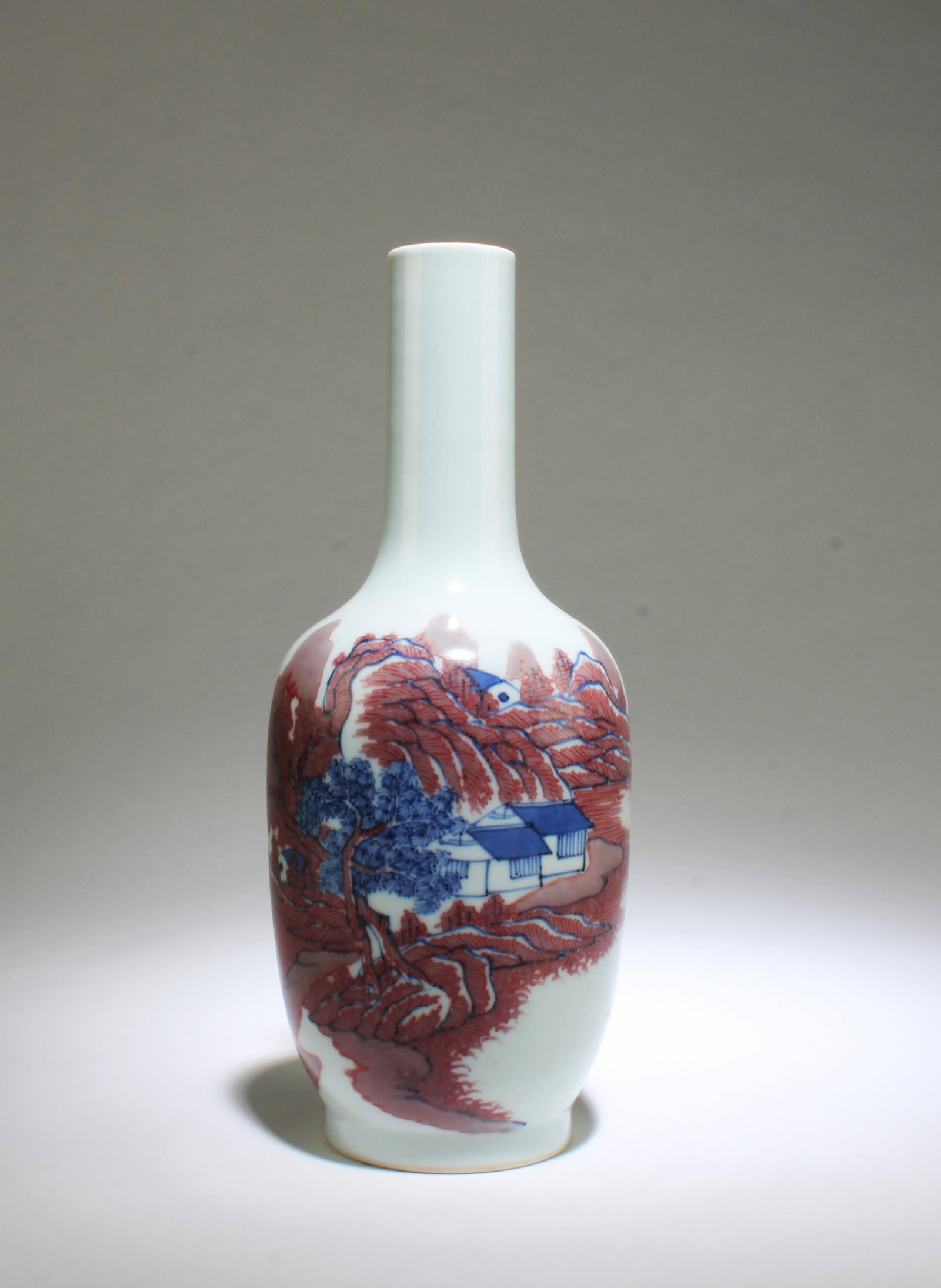 A Porcelain Vase: A Porcelain Vase. 'KangXi' mark at base. Height: 9"