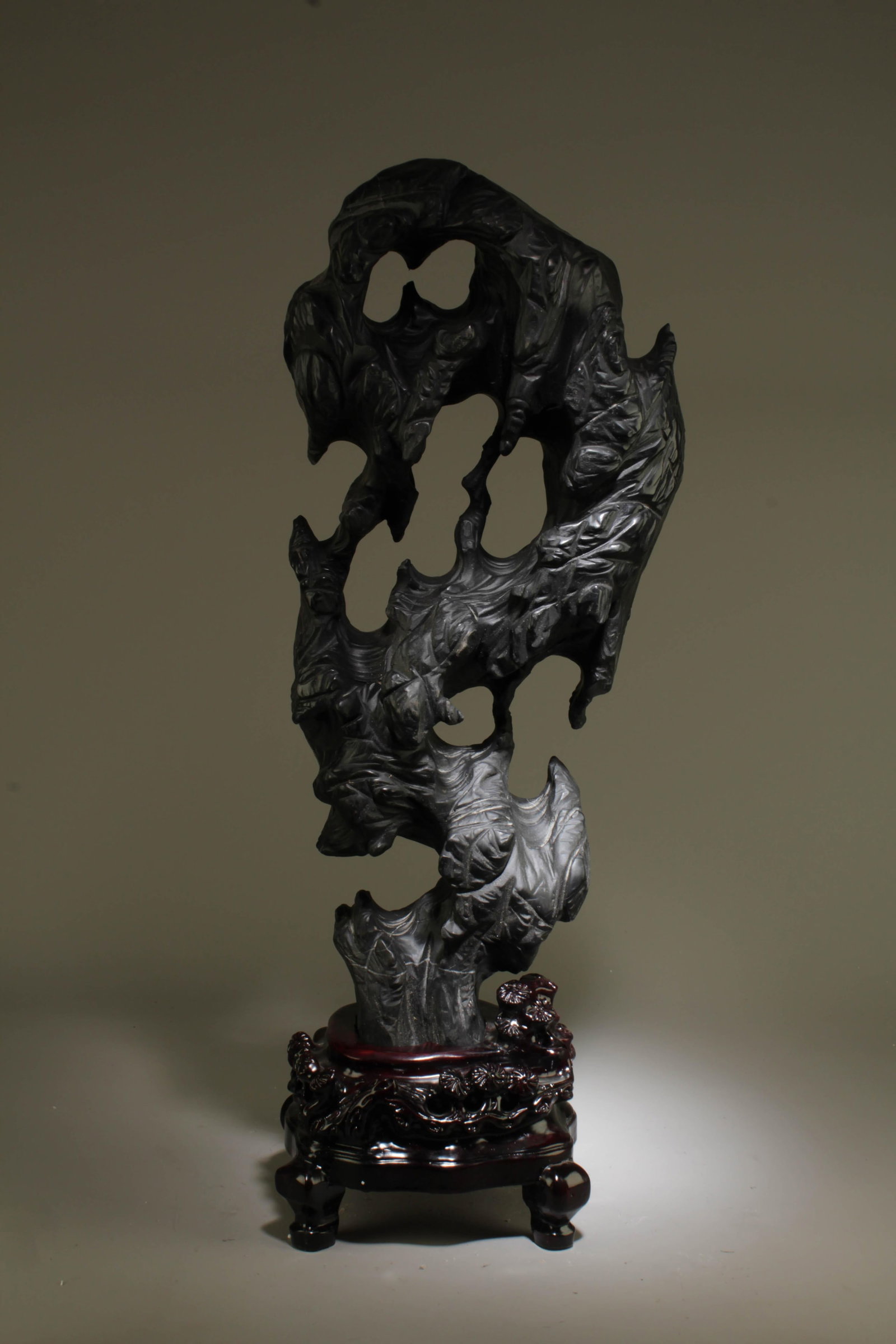A Stone Decorative Ornament with Stand: A Stone Decorative Ornament with Stand. Dimension: 25" x 10" x 5.5".